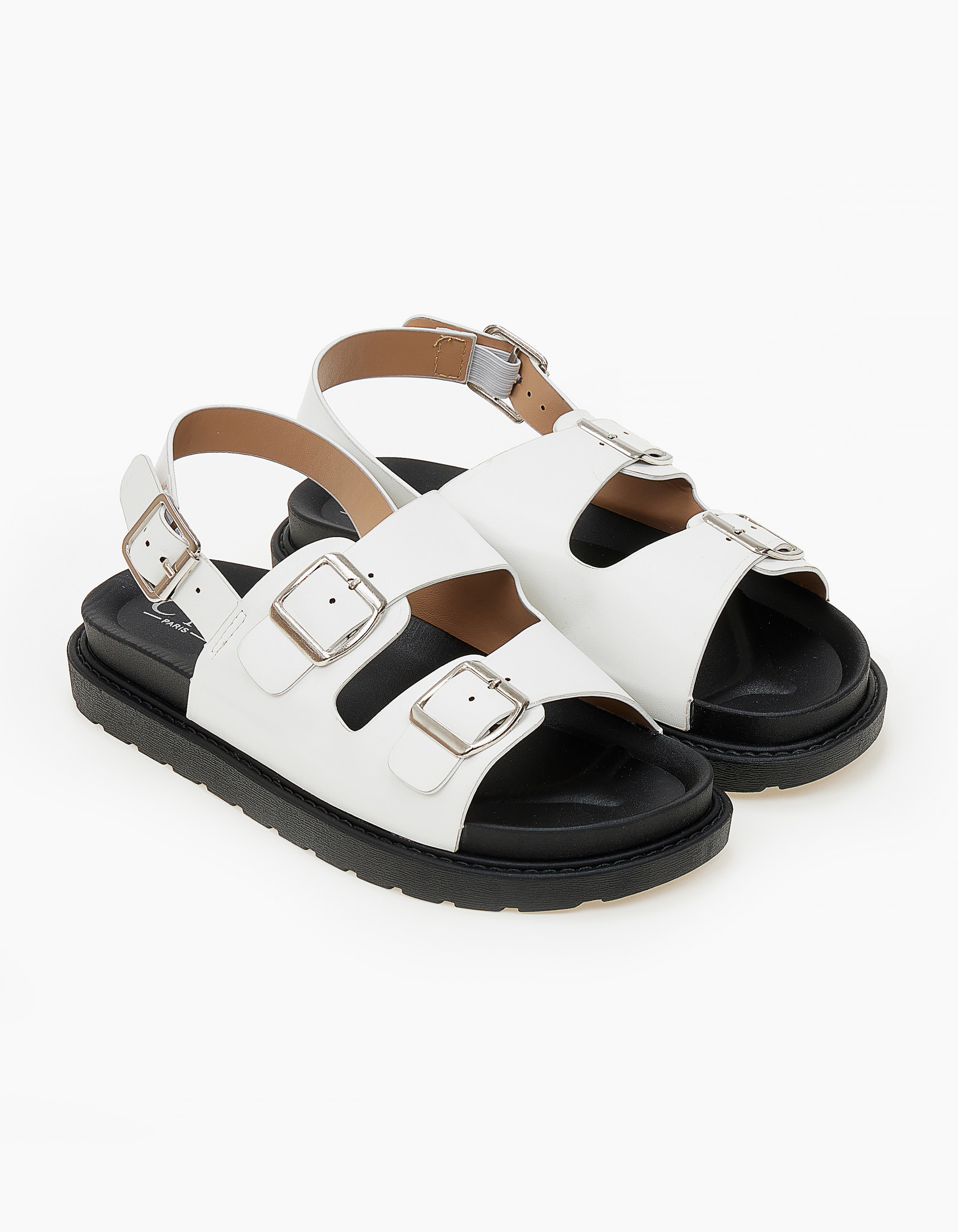 Σανδάλια flatforms με ζωνάκια - Λευκό Παπούτσια > Σανδάλια
