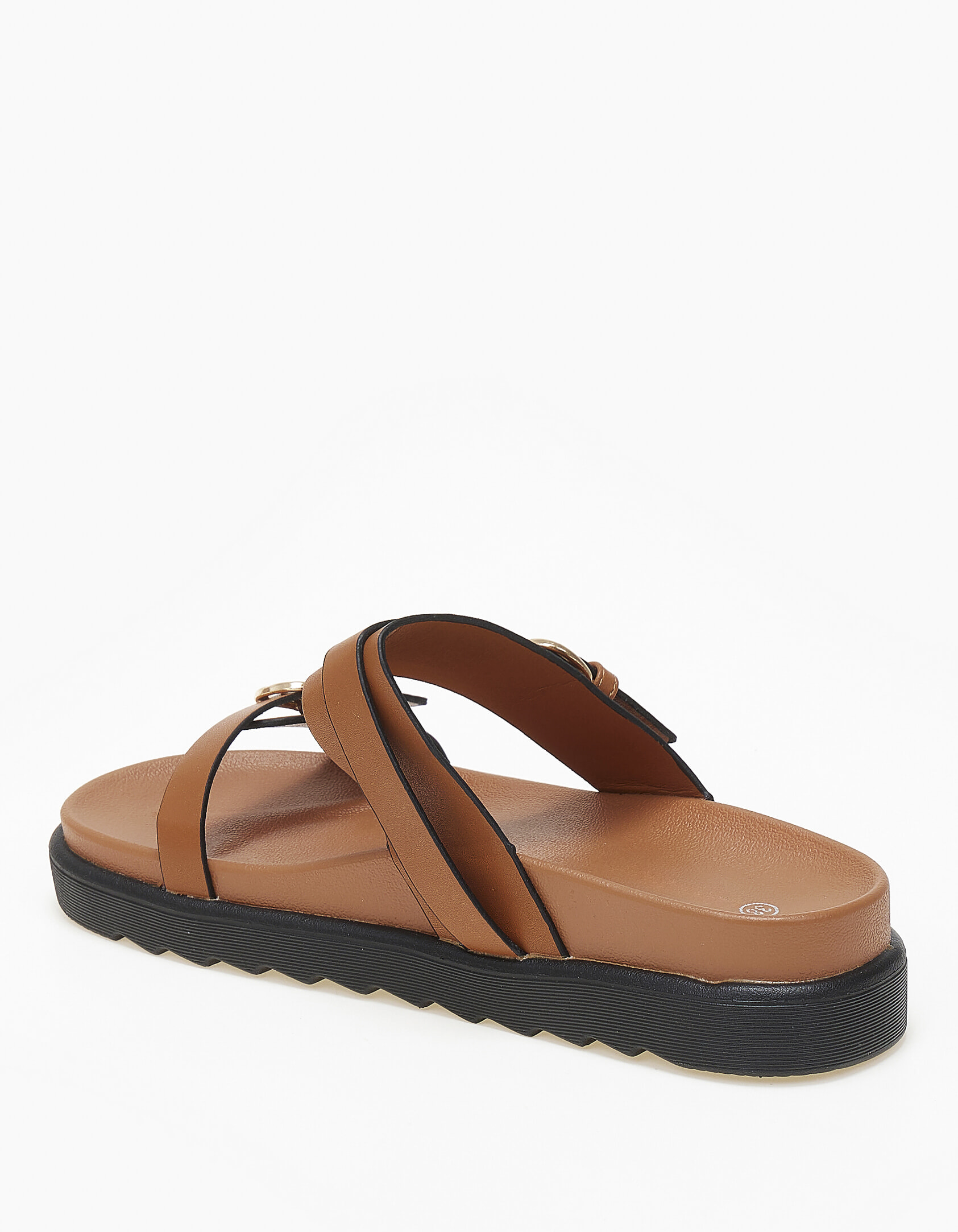 Σανδάλια flatform με δυο φάσες και αγκράφες - Κάμελ φωτογραφία