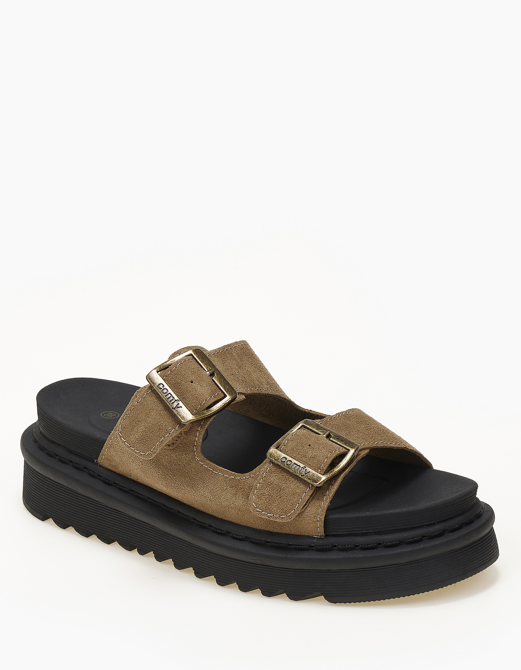 Issue Σανδάλια flatform με ψηλή σόλα και αγκράφες - Πράσινο