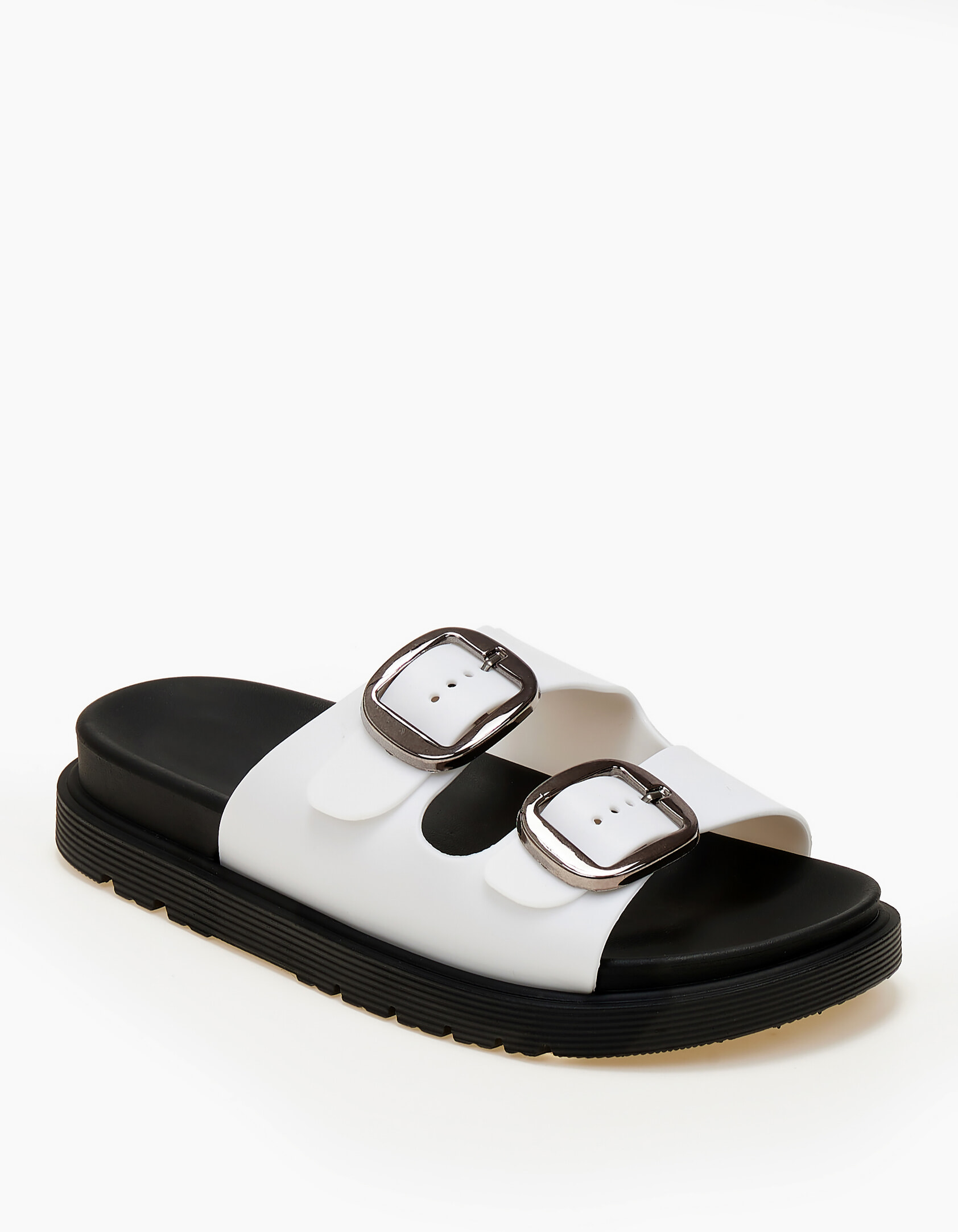 Σανδάλια flatform με ρυθμιζόμενα λουράκια - Λευκό