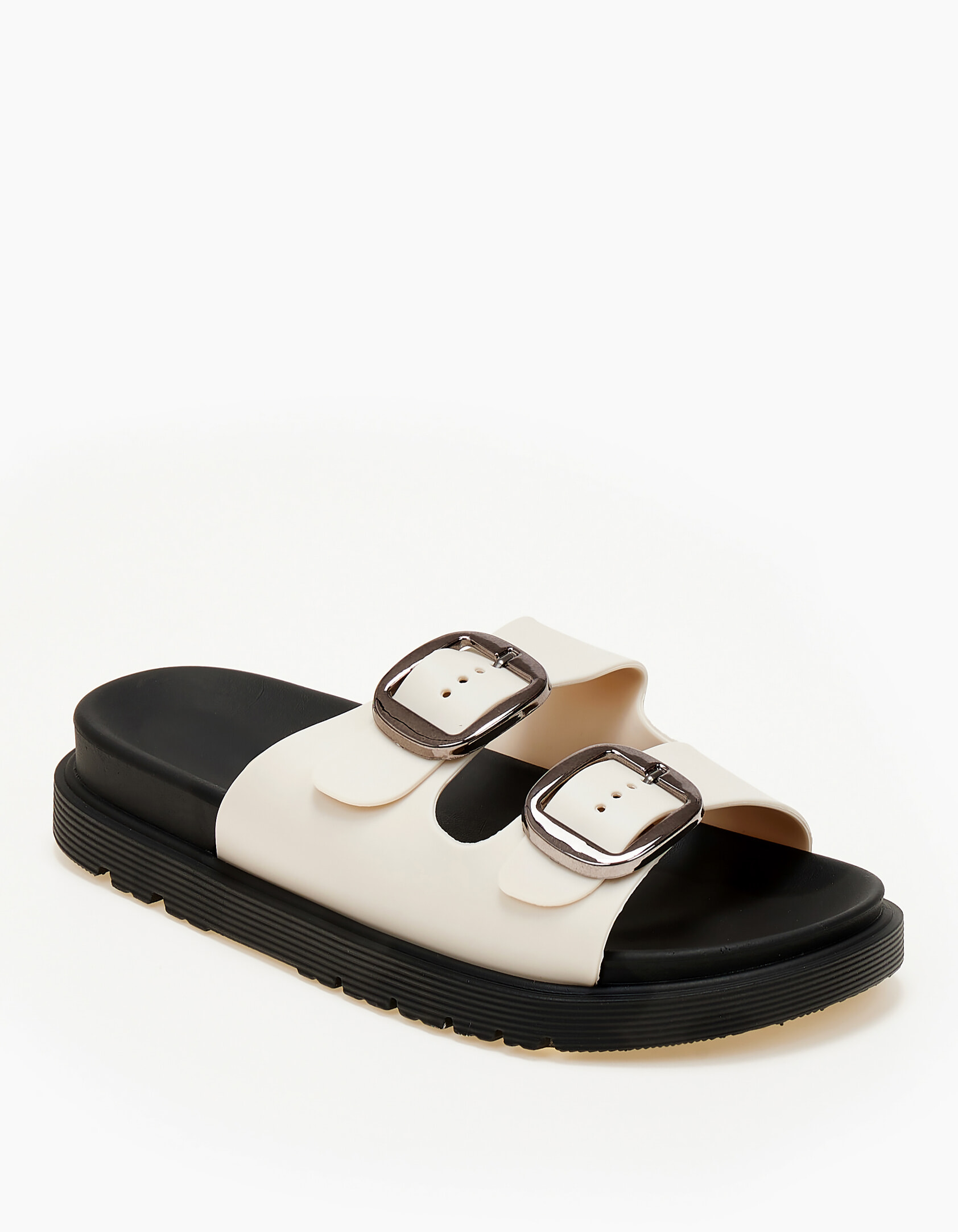 Σανδάλια flatform με ρυθμιζόμενα λουράκια - Μπεζ