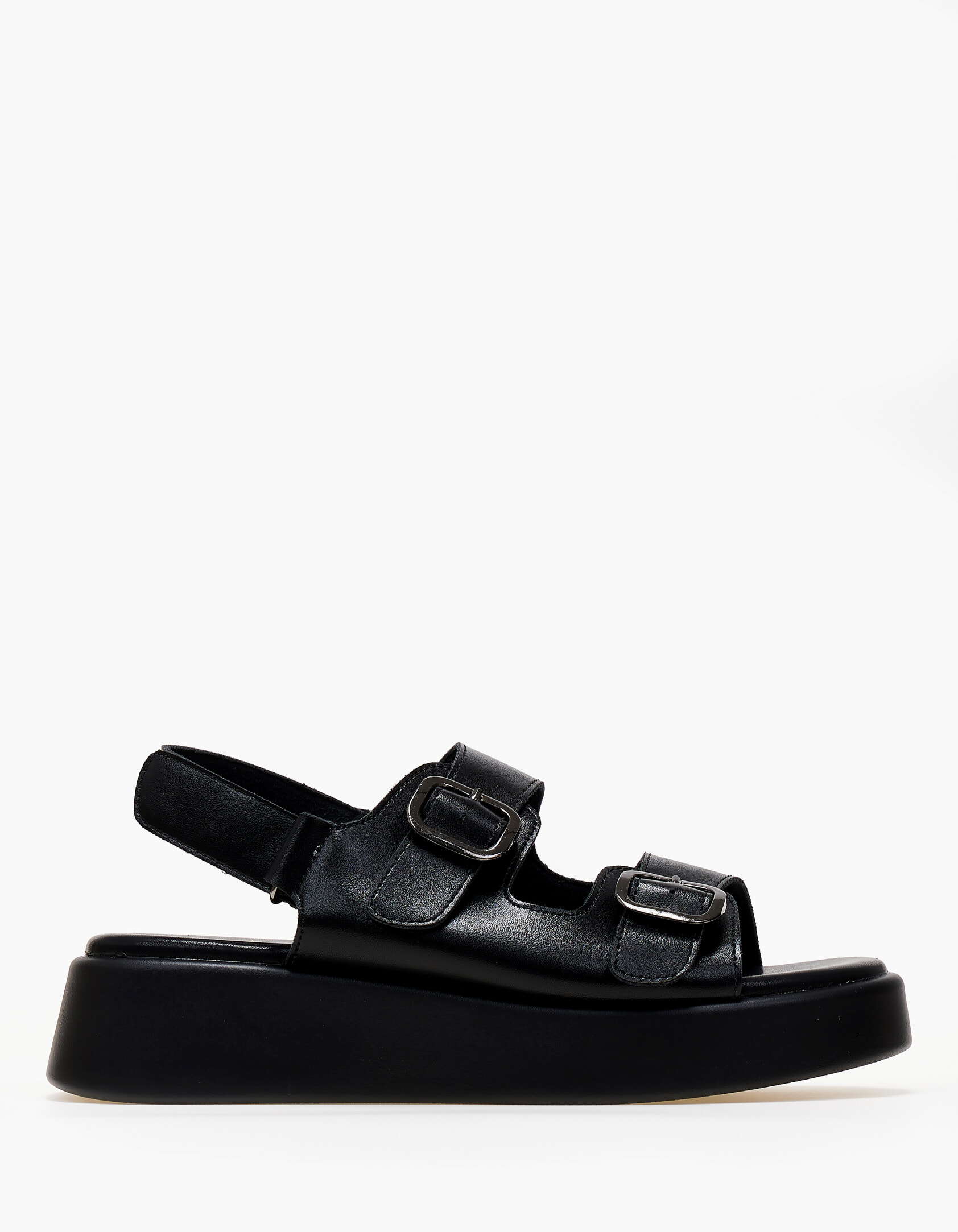 Σανδάλια flatform με ρυθμιζόμενα ζωνάκια - Μαύρο