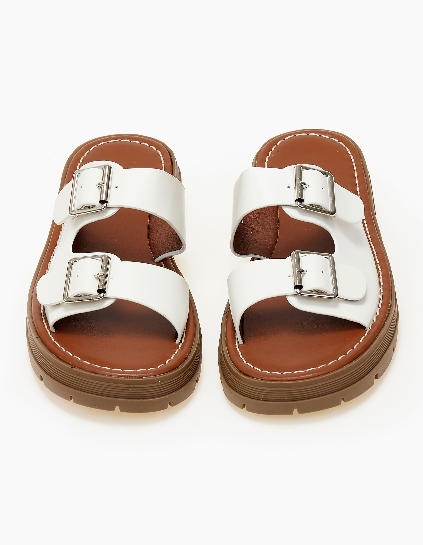 Σανδάλια flatform με ρυθμιζόμενες φάσες - Λευκό φωτογραφία