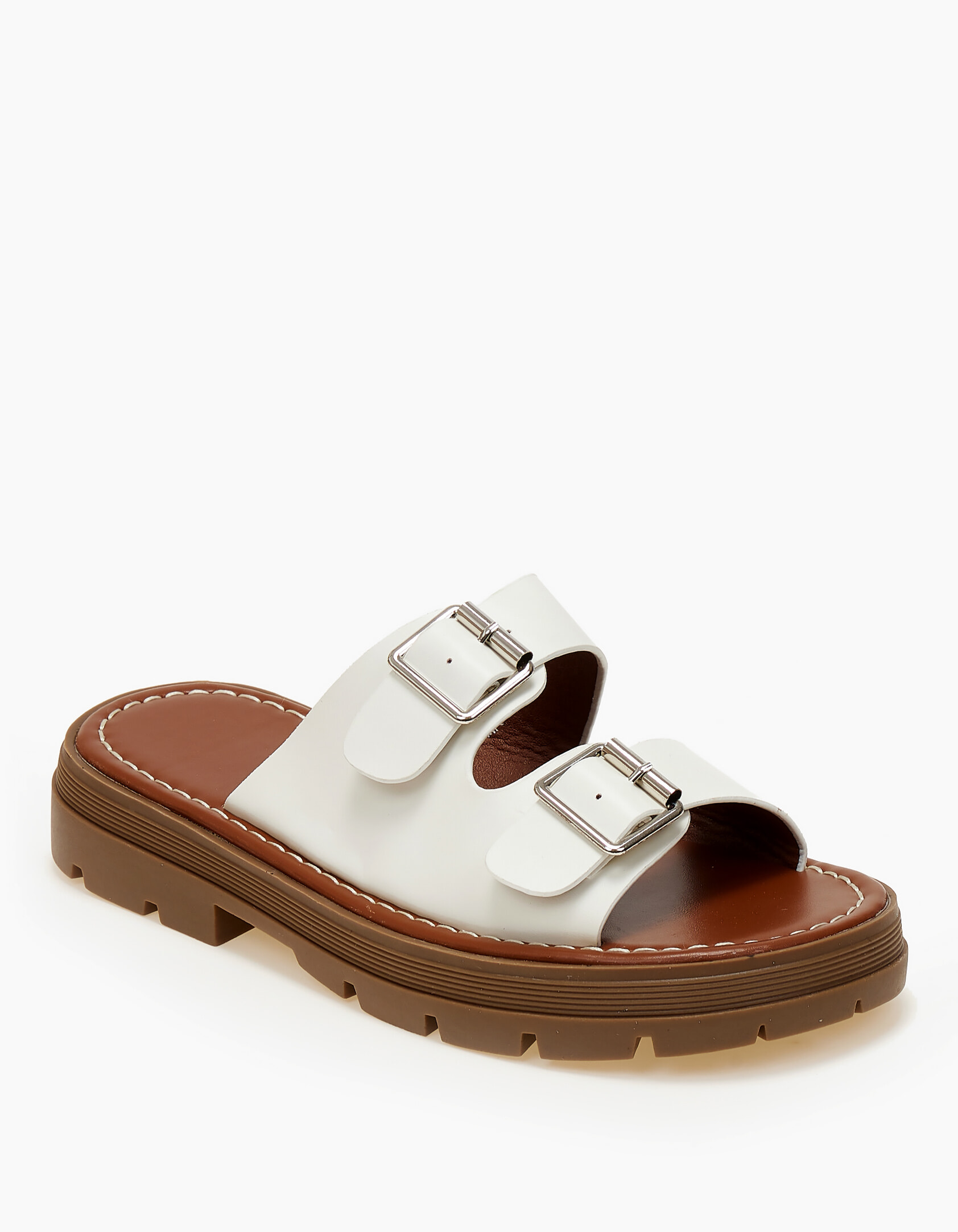 Σανδάλια flatform με ρυθμιζόμενες φάσες - Λευκό φωτογραφία