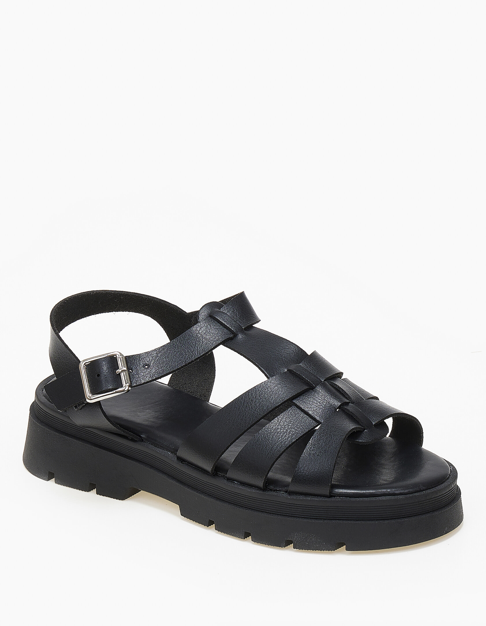 Σανδάλια flatform με τρακτερωτή σόλα - Μαύρο