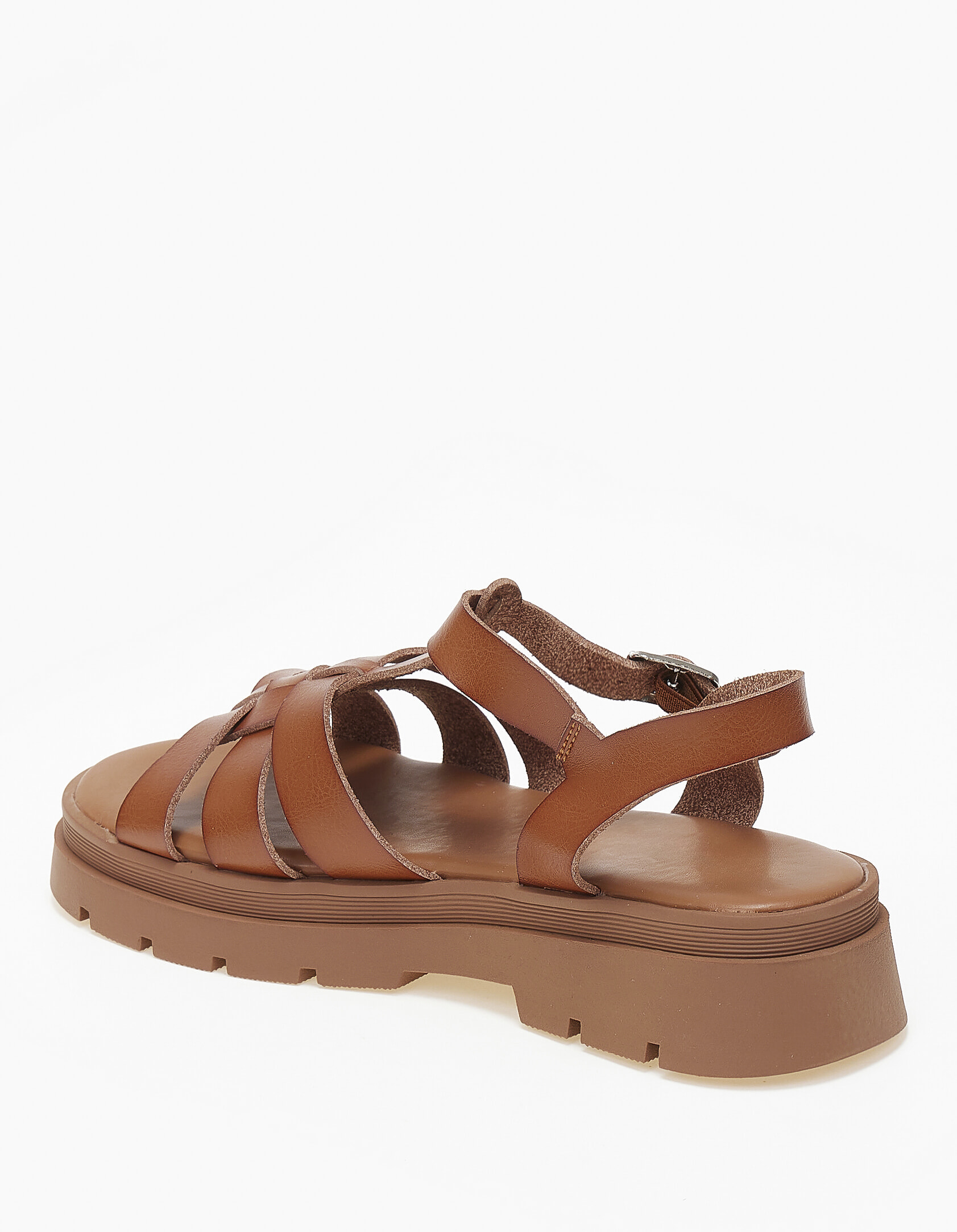 Σανδάλια flatform με τρακτερωτή σόλα - Κάμελ φωτογραφία