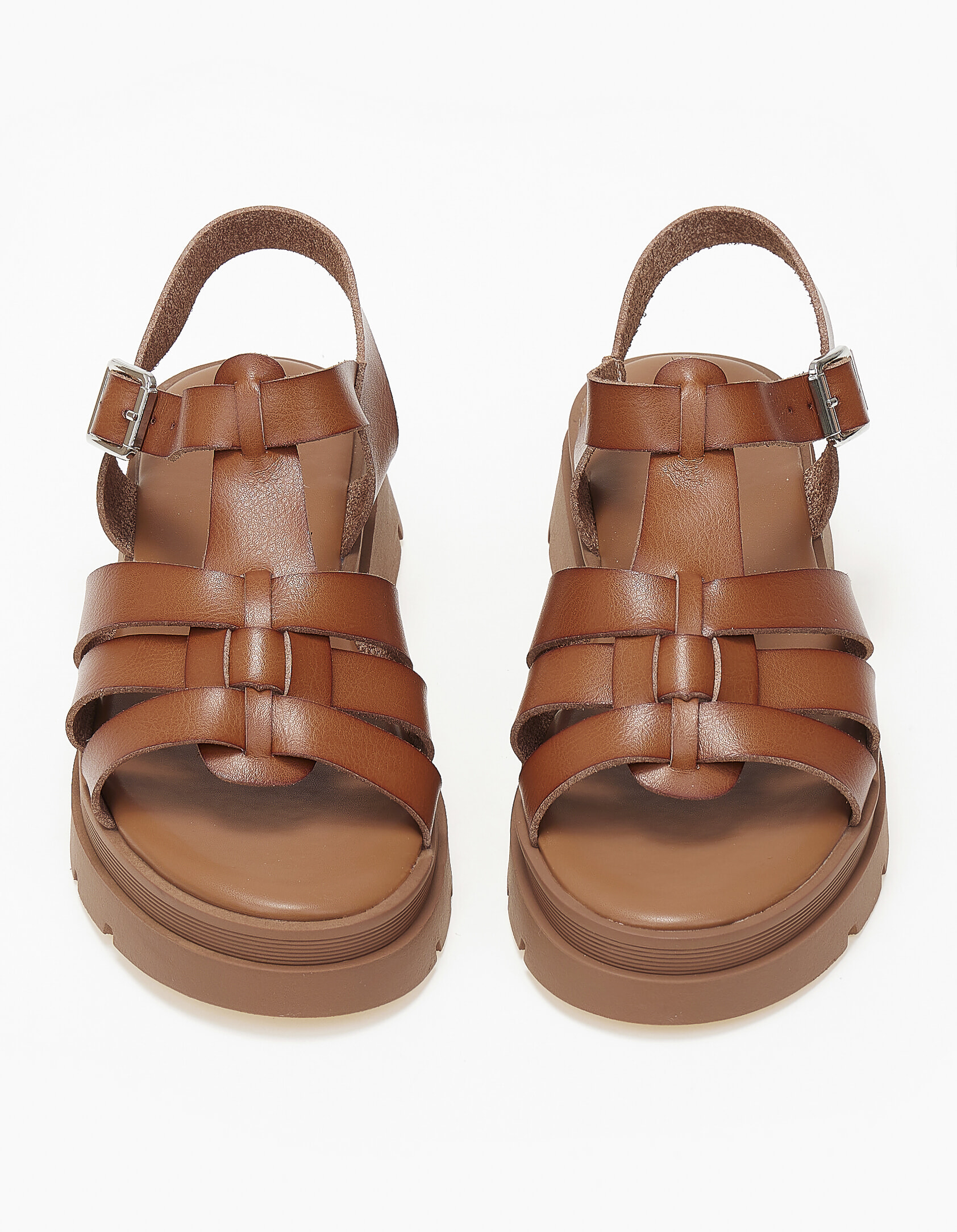 Issue Σανδάλια flatform με τρακτερωτή σόλα - Κάμελ