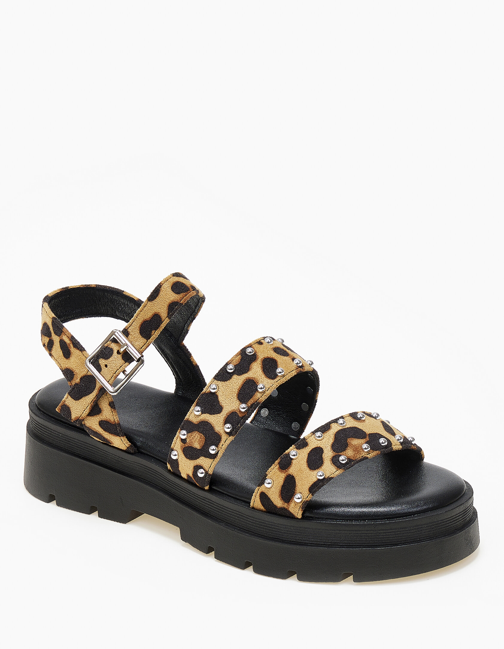 Σανδάλια flatform με τρουκς και τρακτερωτή σόλα - Λεοπάρ