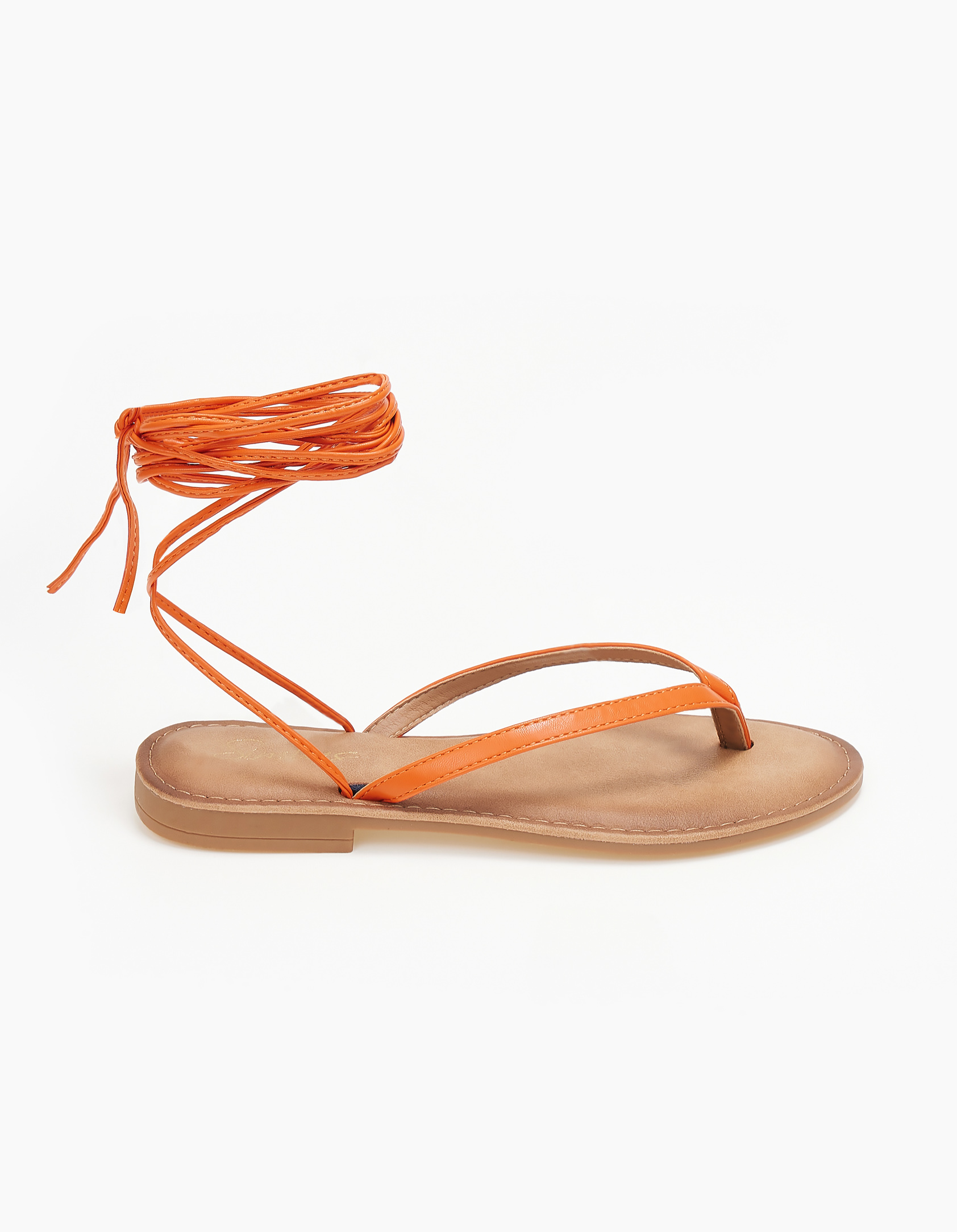 Σανδάλια lace up με δίχαλο - Πορτοκαλί φωτογραφία