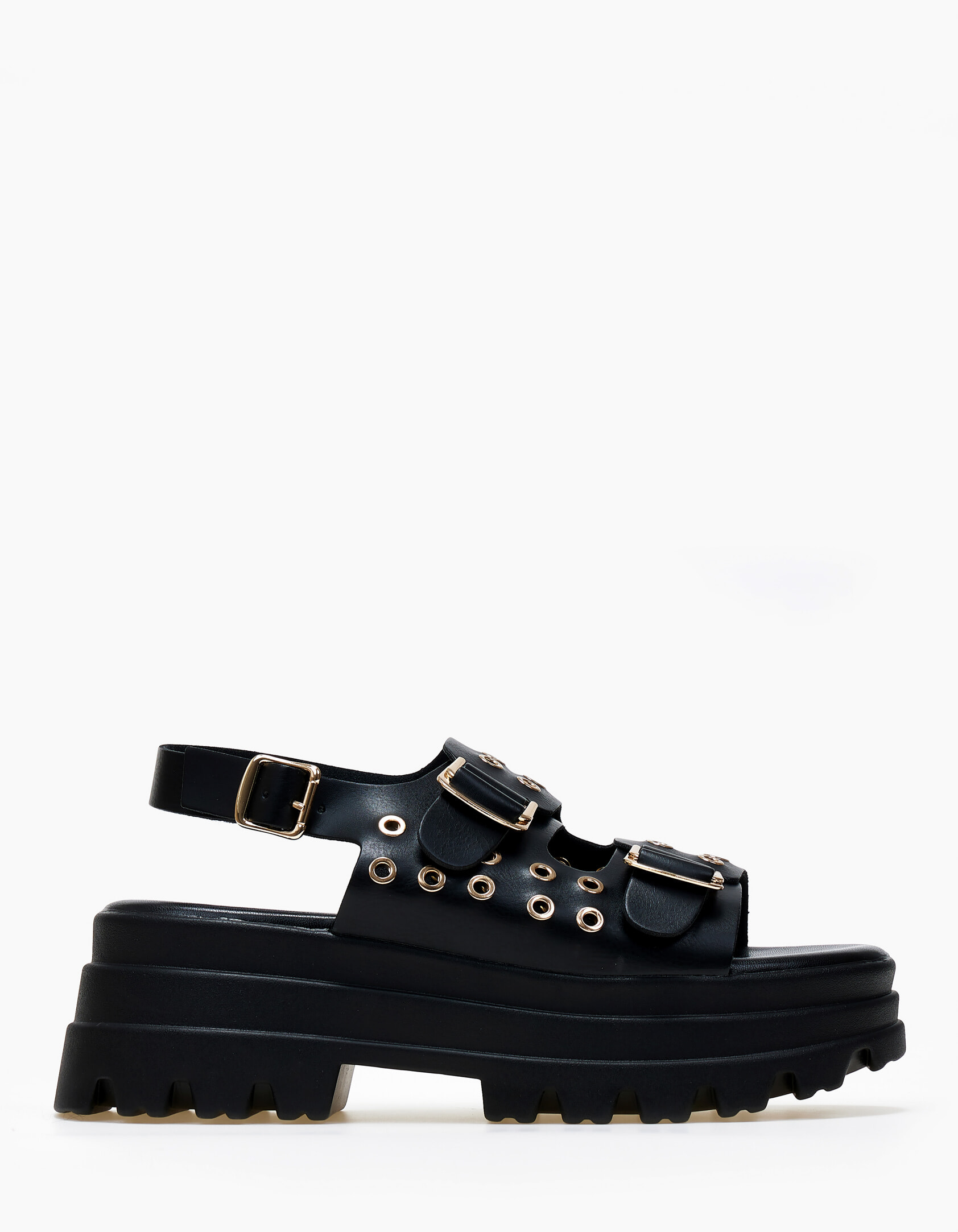Σανδάλια με chunky σόλα και τρουκς - Μαύρο