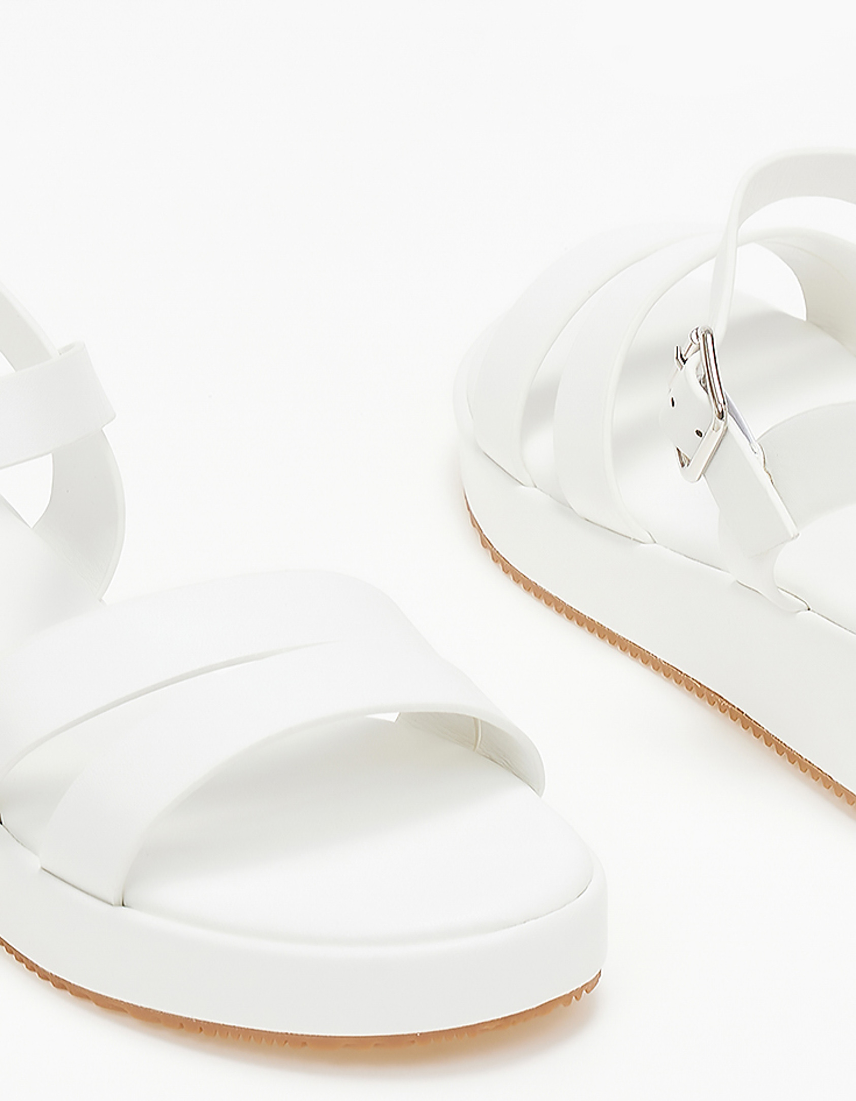 Σανδάλια flatform με διπλή φάσα - Λευκό φωτογραφία