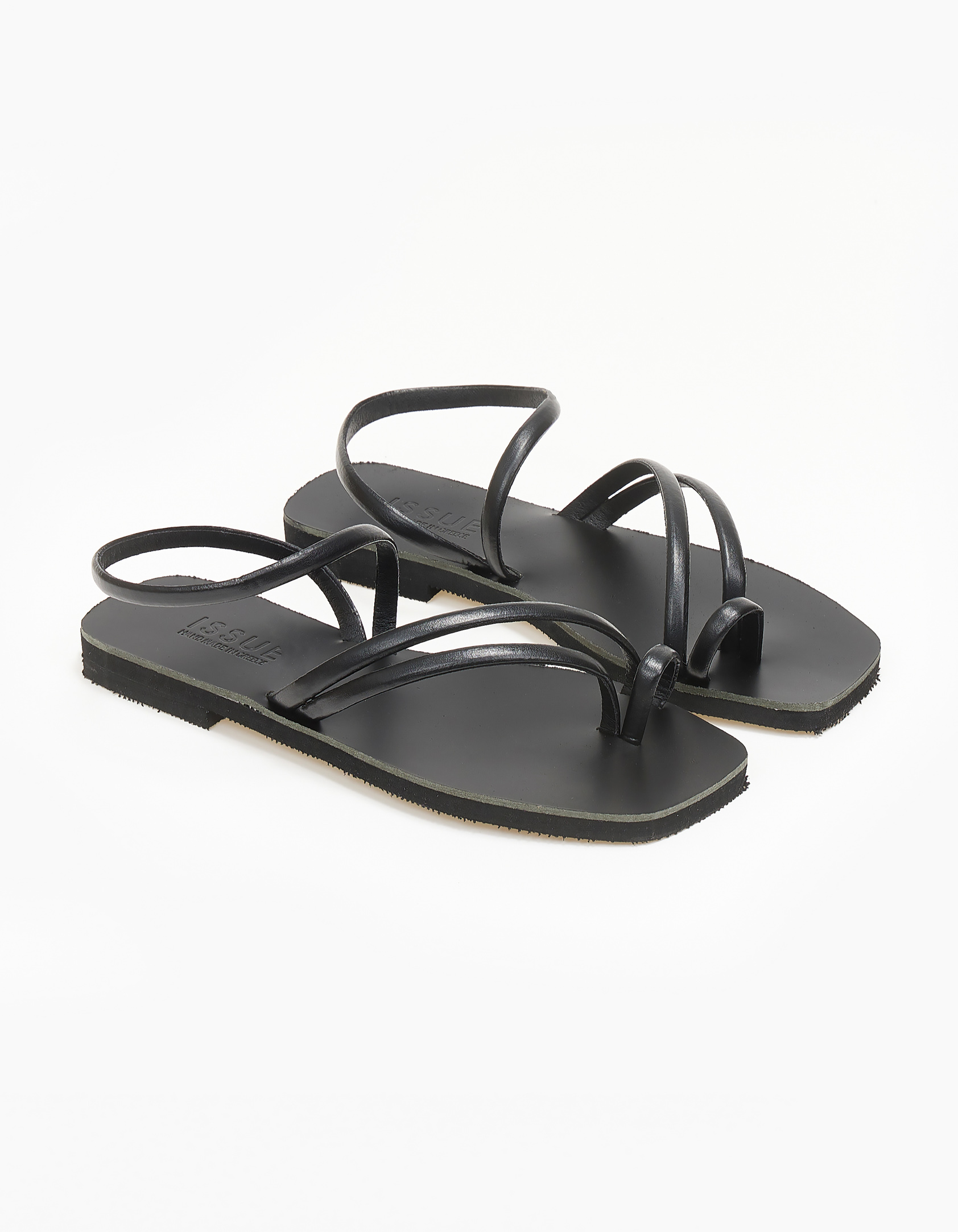 Σανδάλια ελληνικής κατασκευής με λουράκια - Μαύρο
