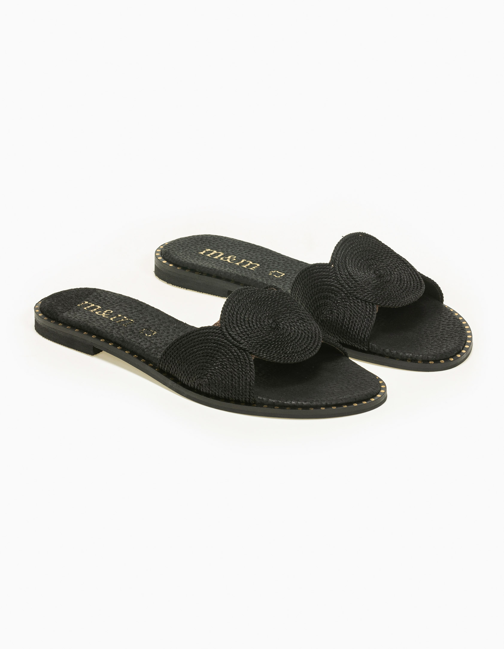 Σανδάλια με πλεκτό σχέδιο - Μαύρο