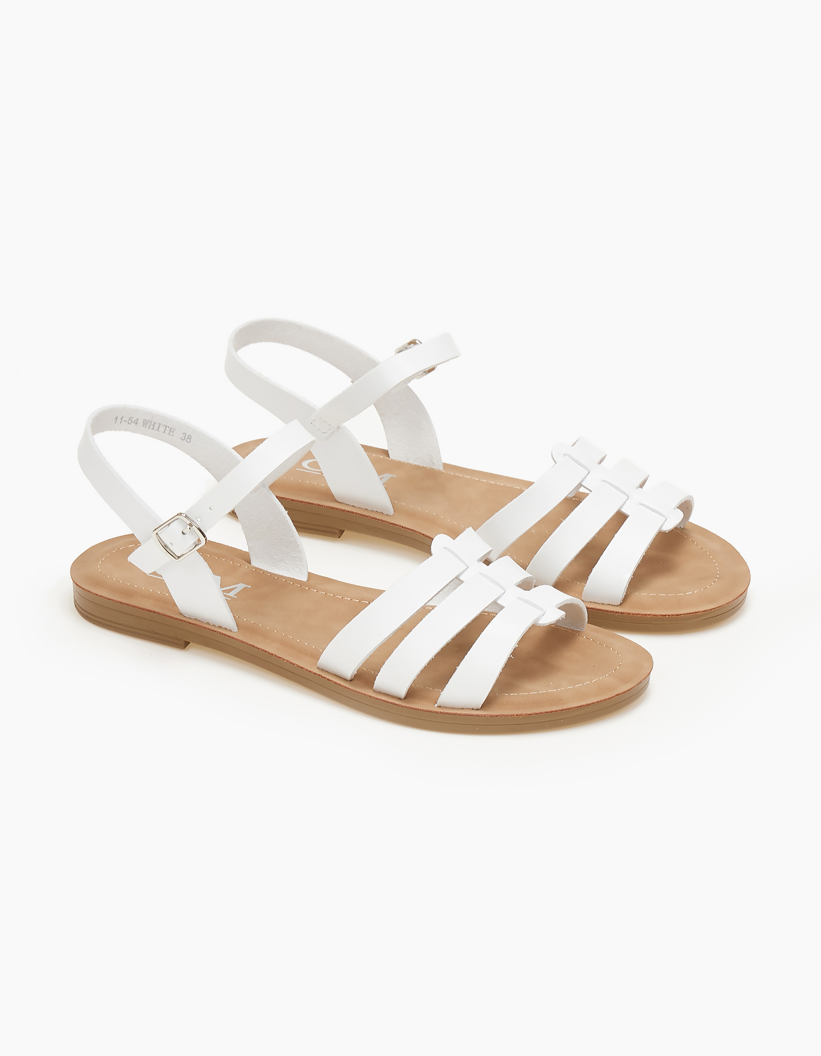 Σανδάλια με πολλαπλά λουράκια - Λευκό
