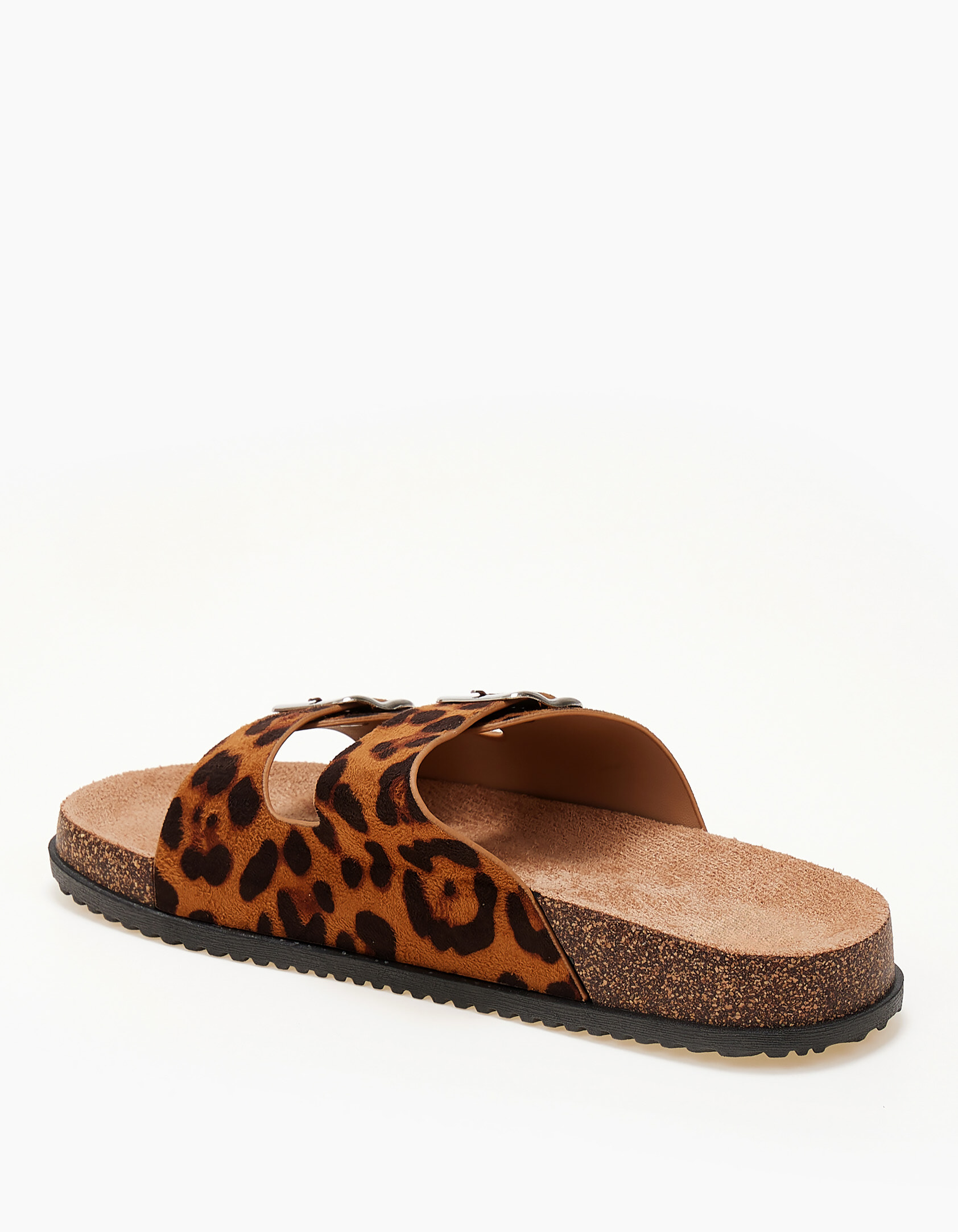 Σανδάλια με suede υφή και αγκράφες - Λεοπάρ φωτογραφία