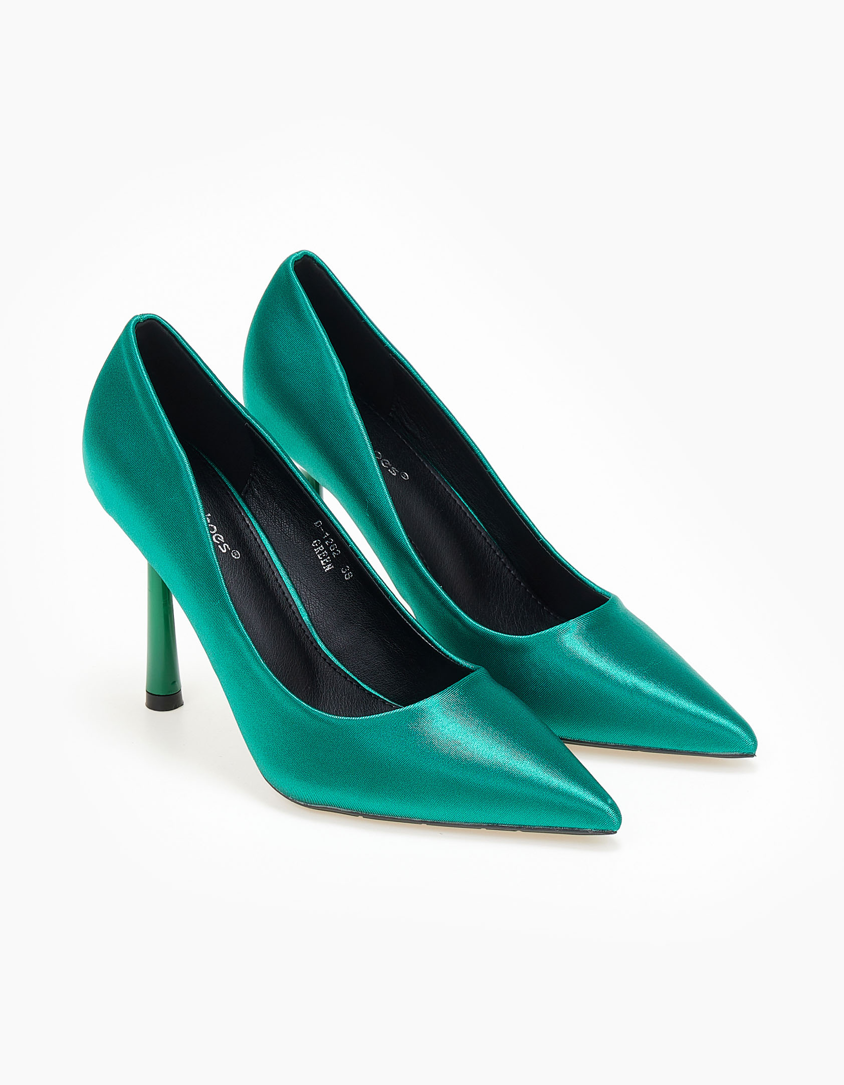 Σατέν γόβες με λεπτό τακούνι - Πράσινο