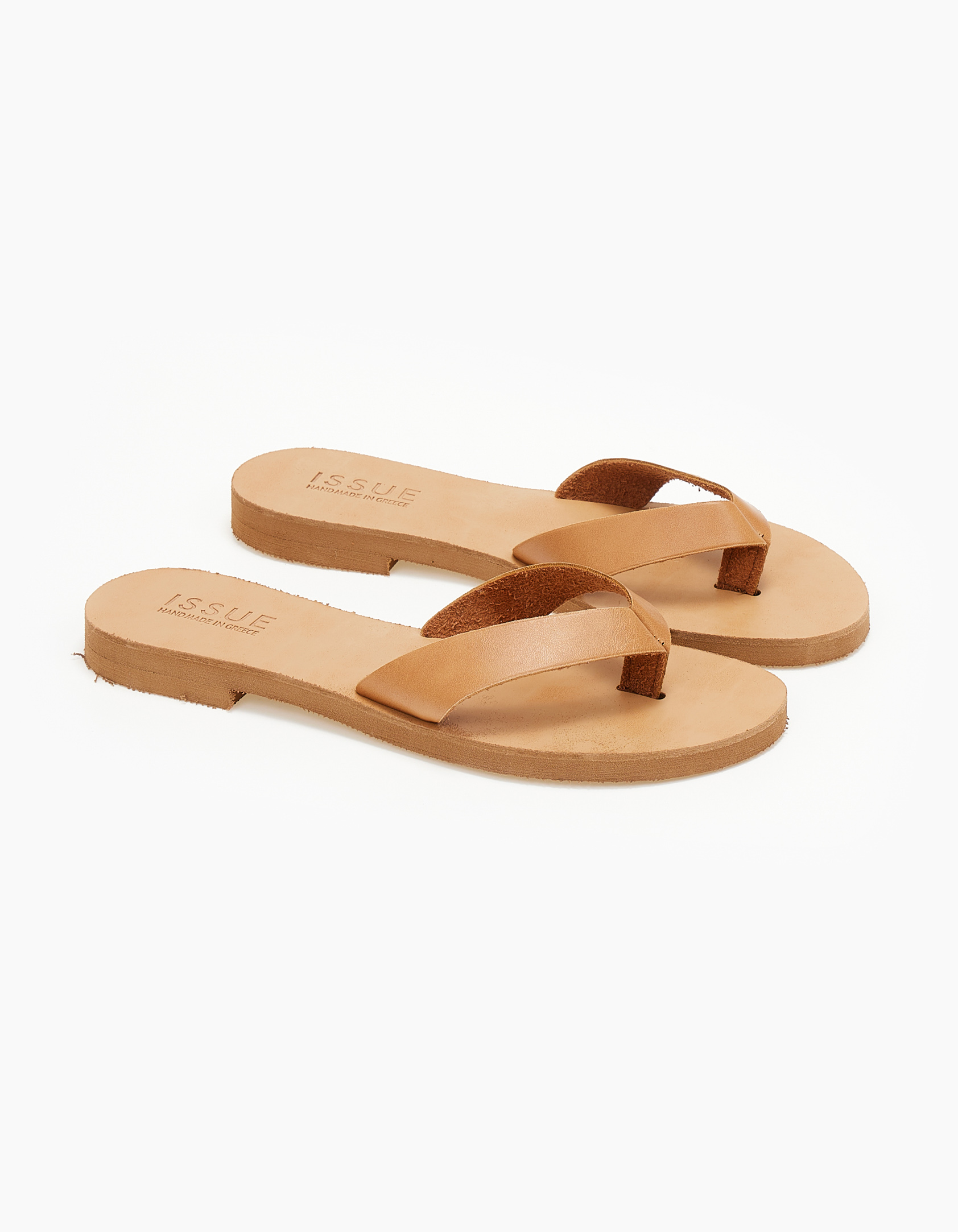 Σανδάλια ελληνικής κατασκευής με δίχαλο - Κάμελ