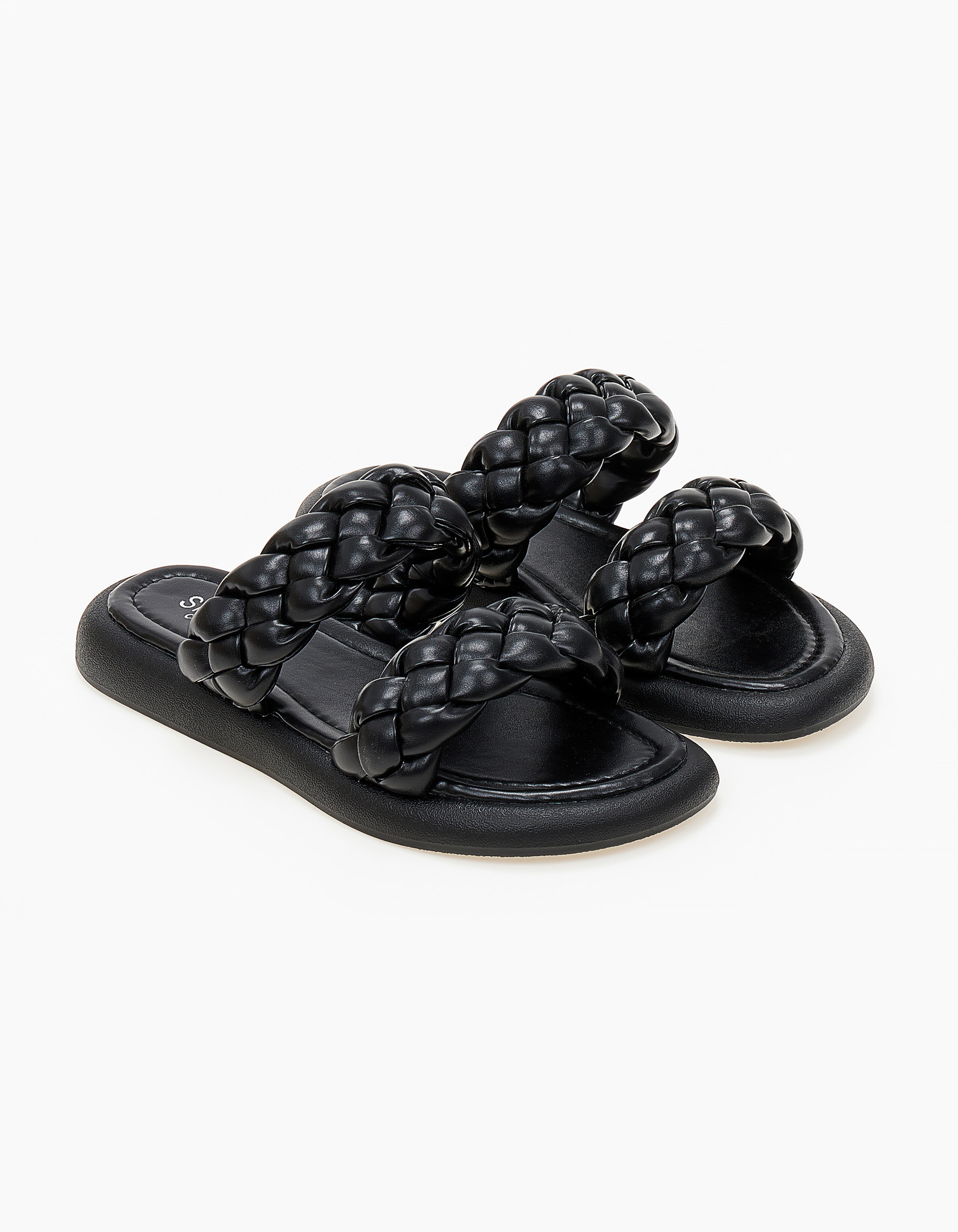 Παπούτσια > Σανδάλια Slides με bomber πλεκτές φάσες - Μαύρο