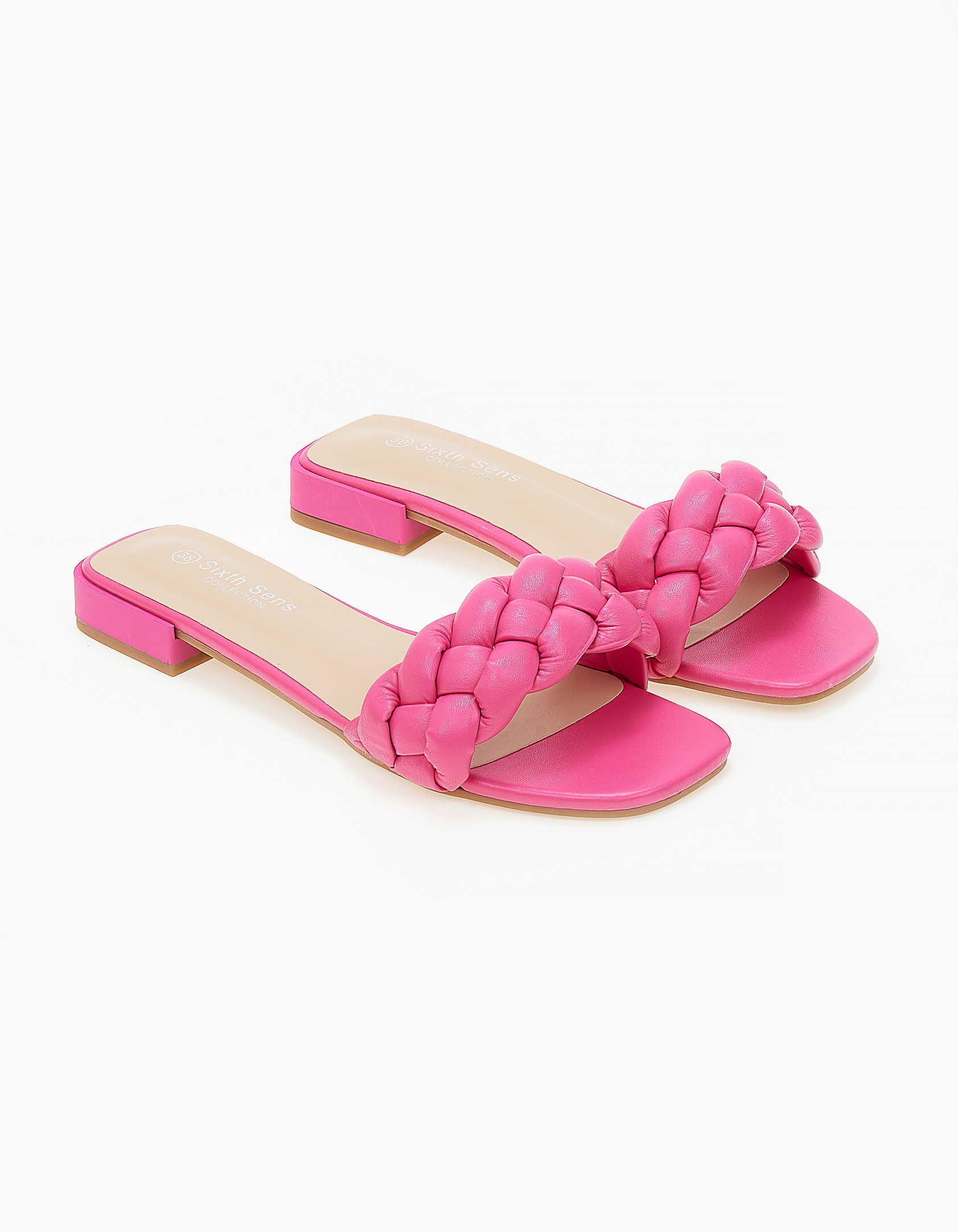 Παπούτσια > Σανδάλια Slides με bomber πλεκτή φάσα - Ροζ