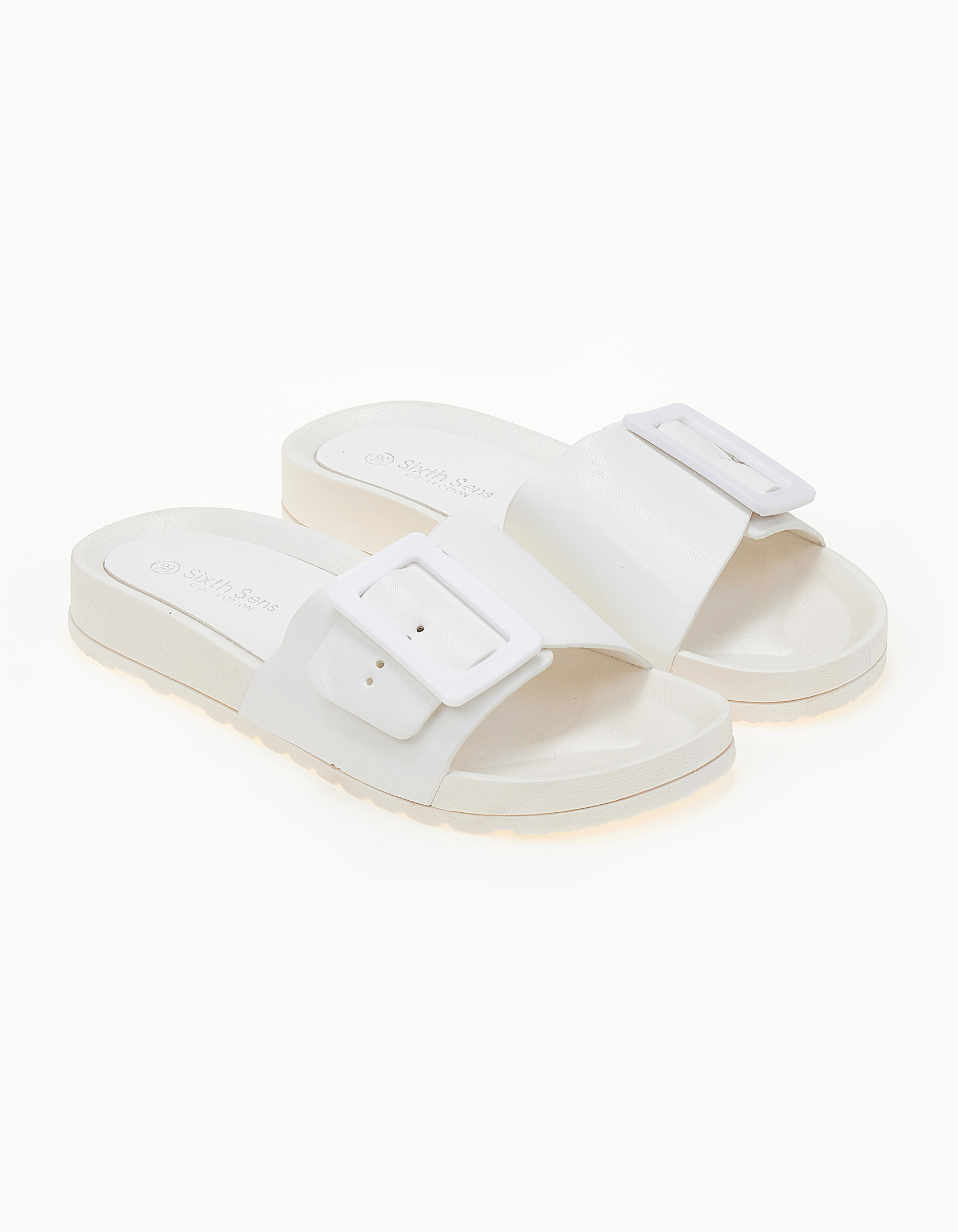 Slides με μονό διακοσμητικό ζωνάκι - Λευκό