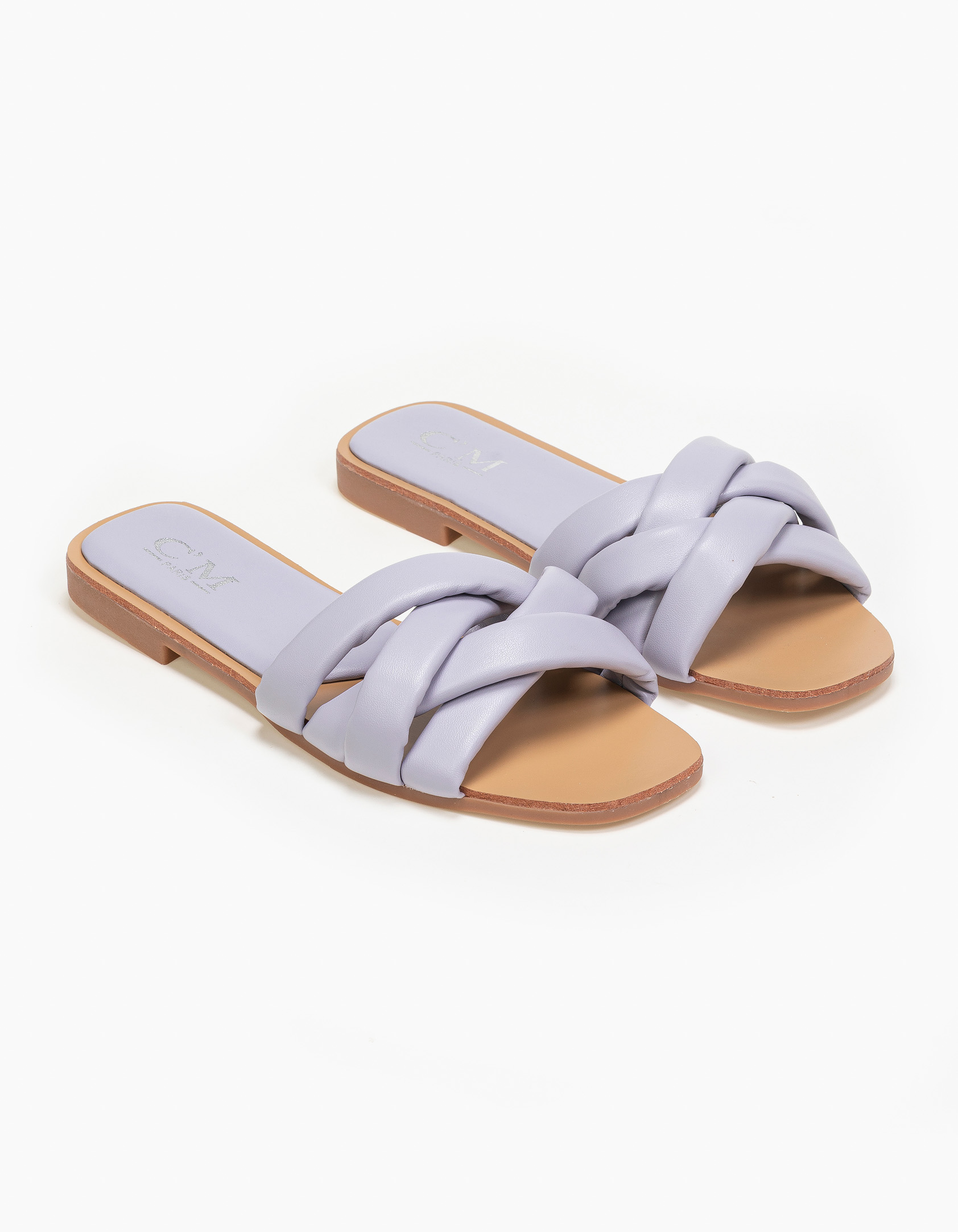Καρέ slides με χιαστί πλεκτές φάσες - Λιλά