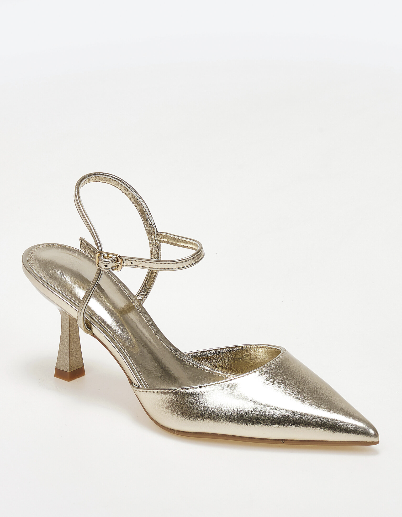 Slingback γόβες με λουράκι - Χρυσό