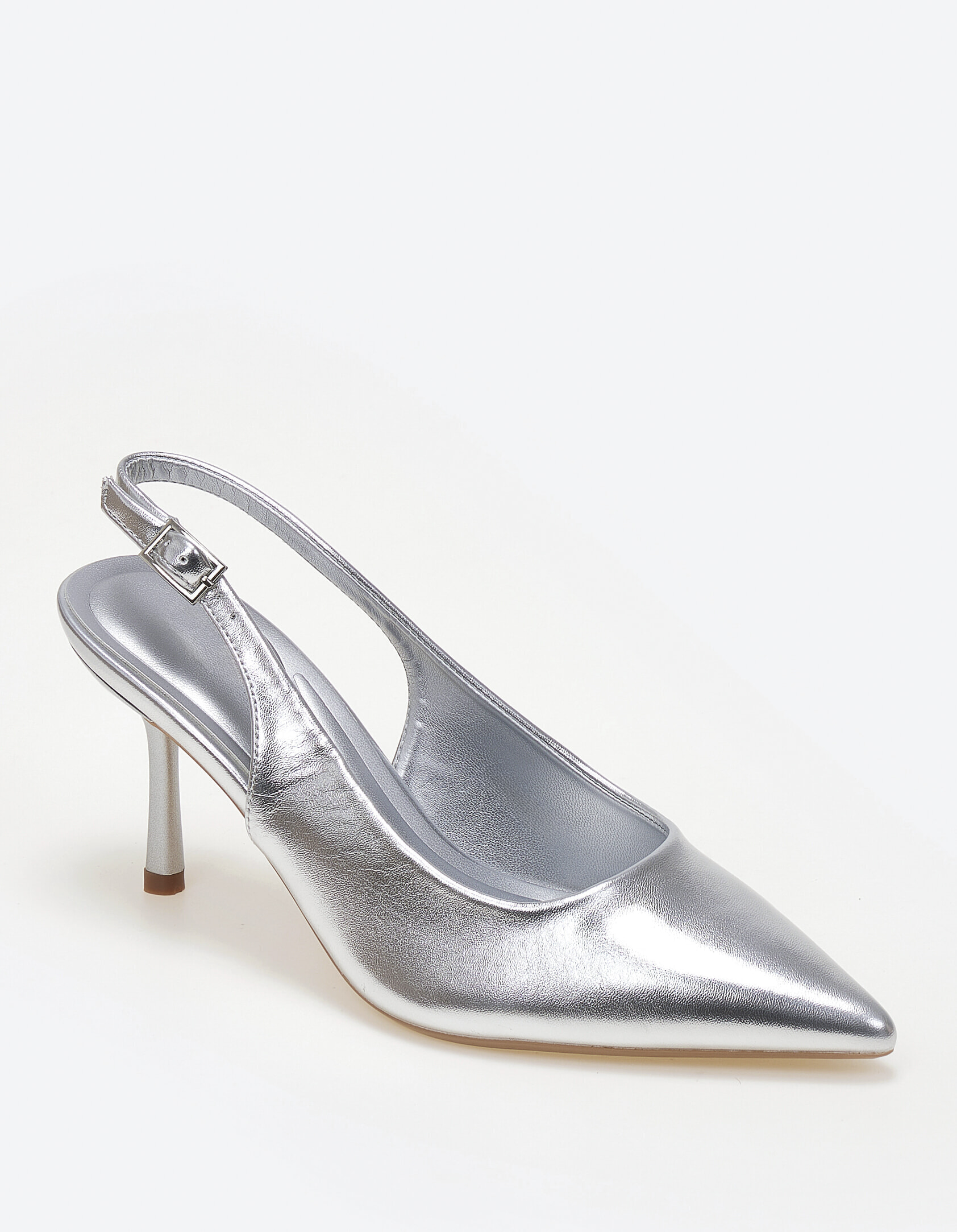 Slingback γόβες με λουράκι - Ασημί