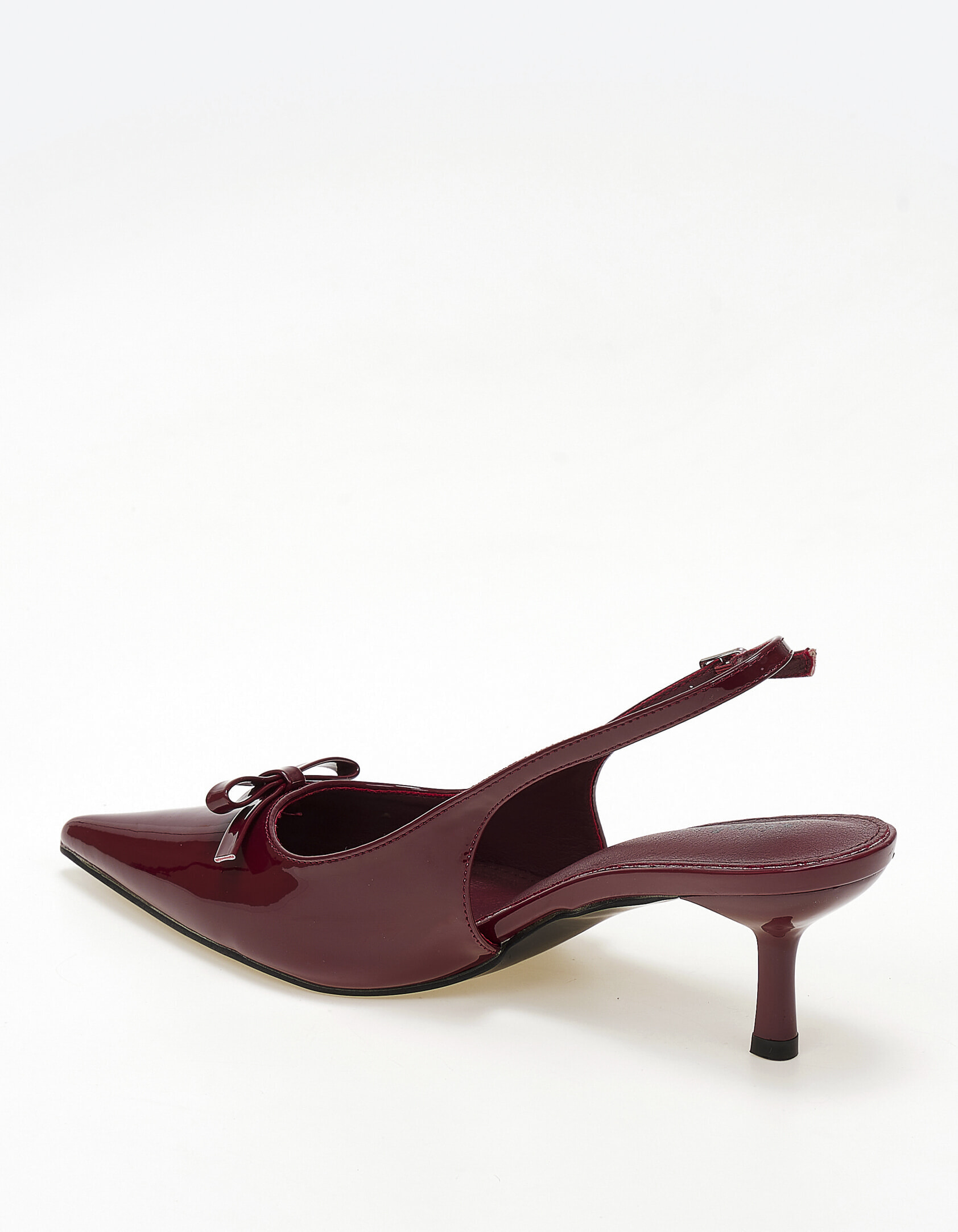 Slingback λουστρίνι γόβες με διακοσμητικό φιόγκο - Μπορντώ φωτογραφία