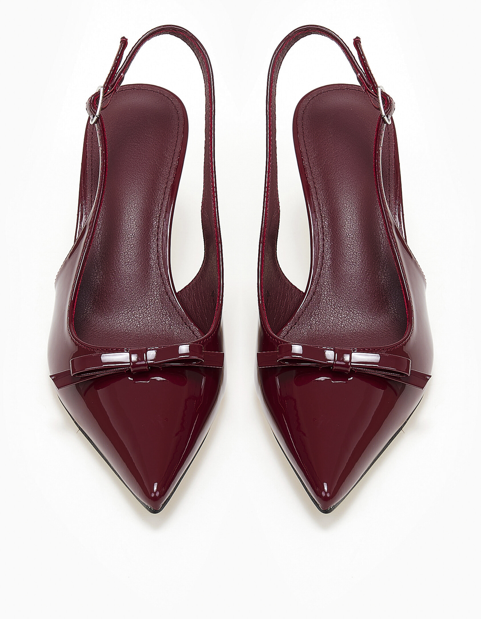 Slingback λουστρίνι γόβες με διακοσμητικό φιόγκο - Μπορντώ φωτογραφία