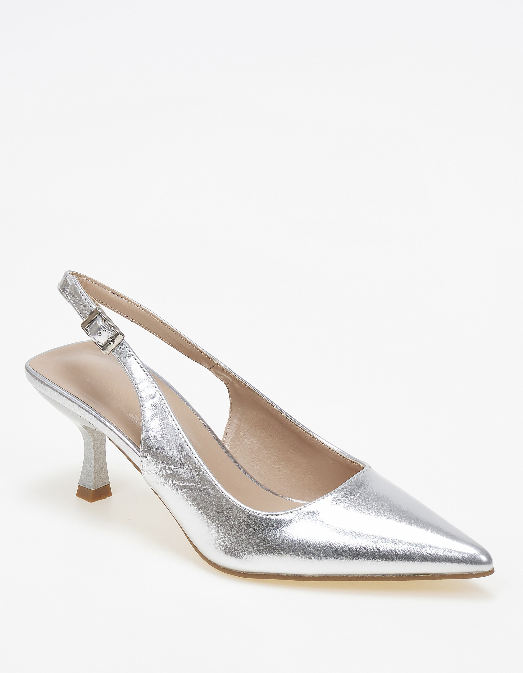 Slingback μυτερές γόβες - Ασημί
