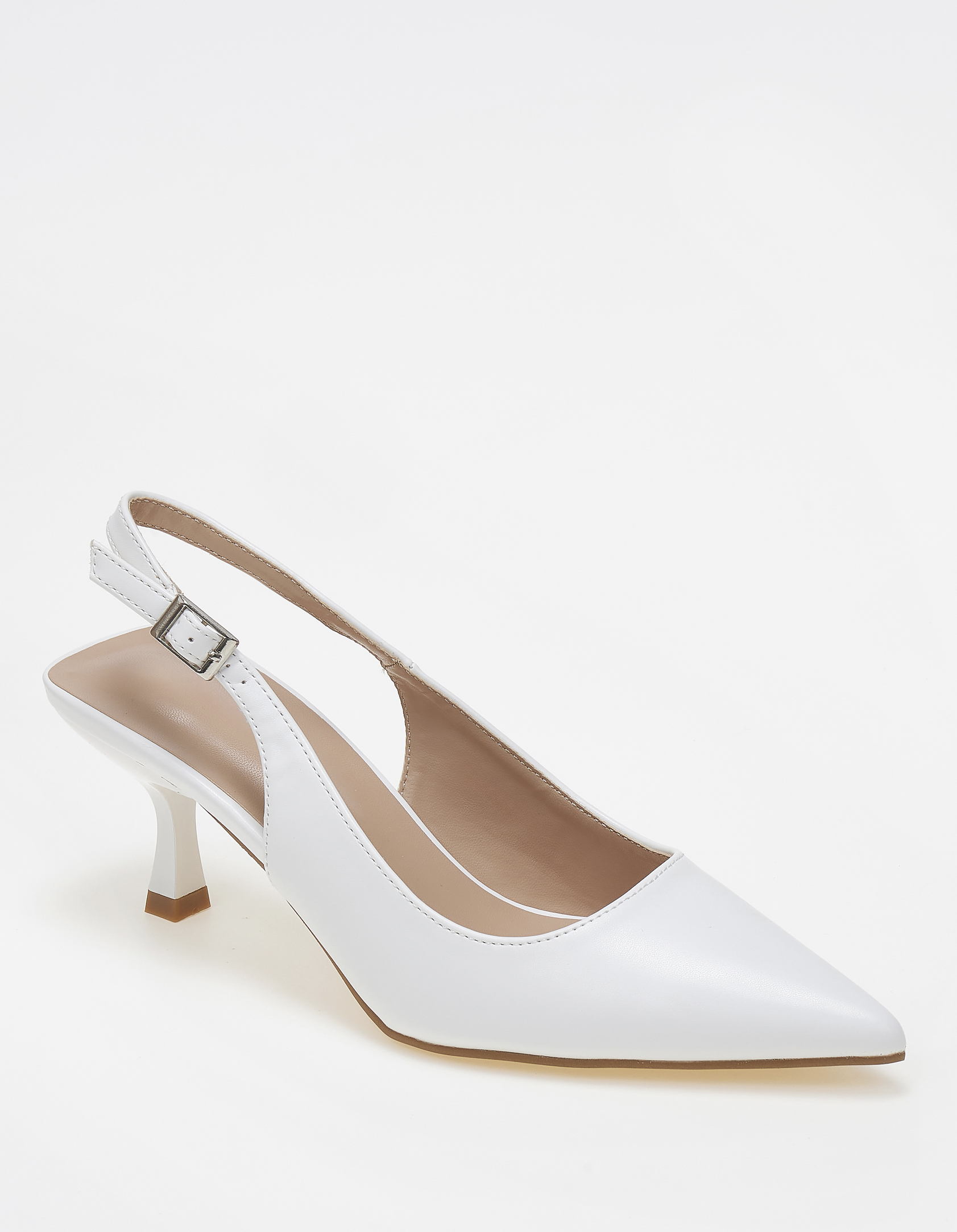 Slingback μυτερές γόβες - Λευκό