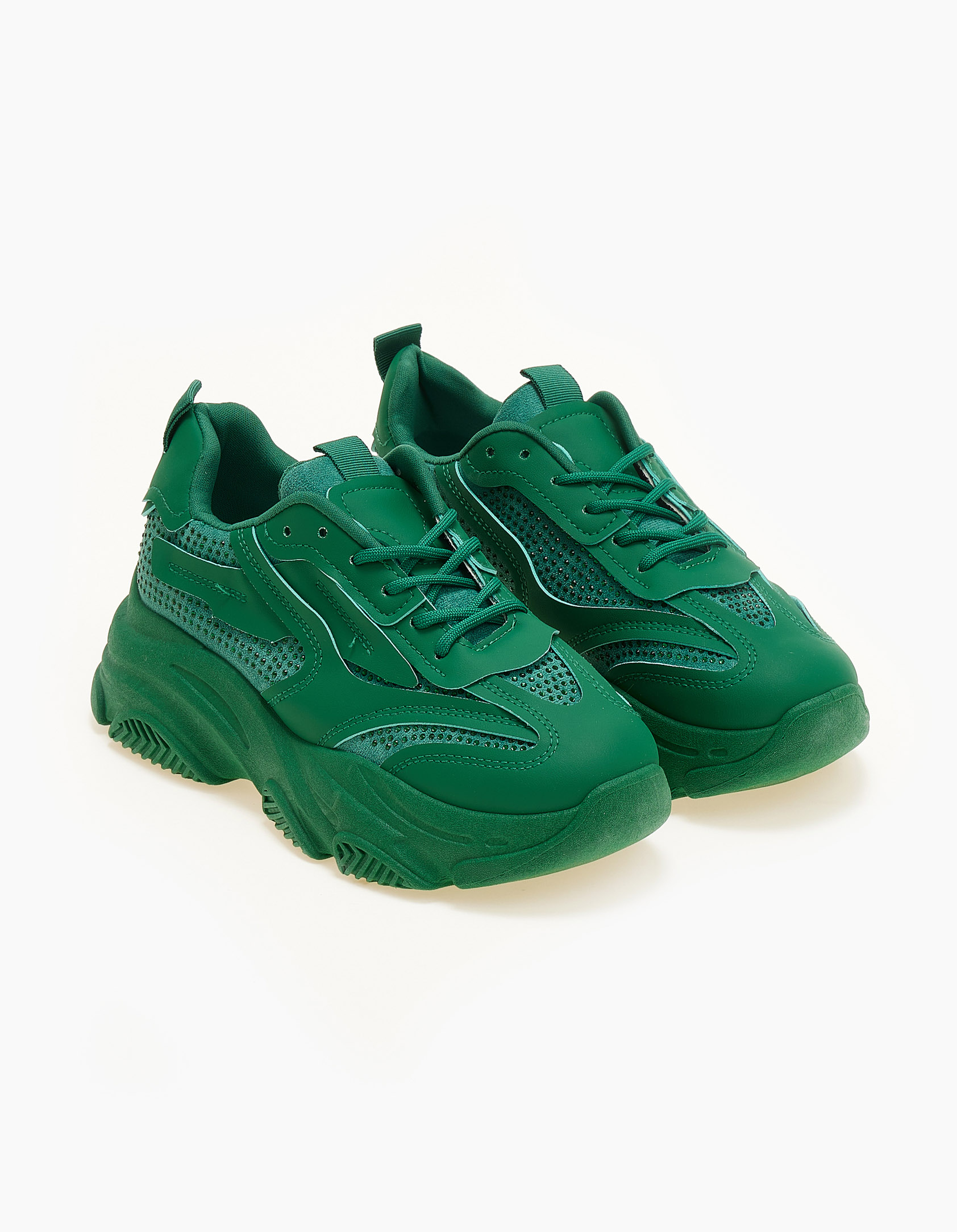 Sneakers με στρας και ιδιαίτερη σόλα - Πράσινο Παπούτσια > Sneakers
