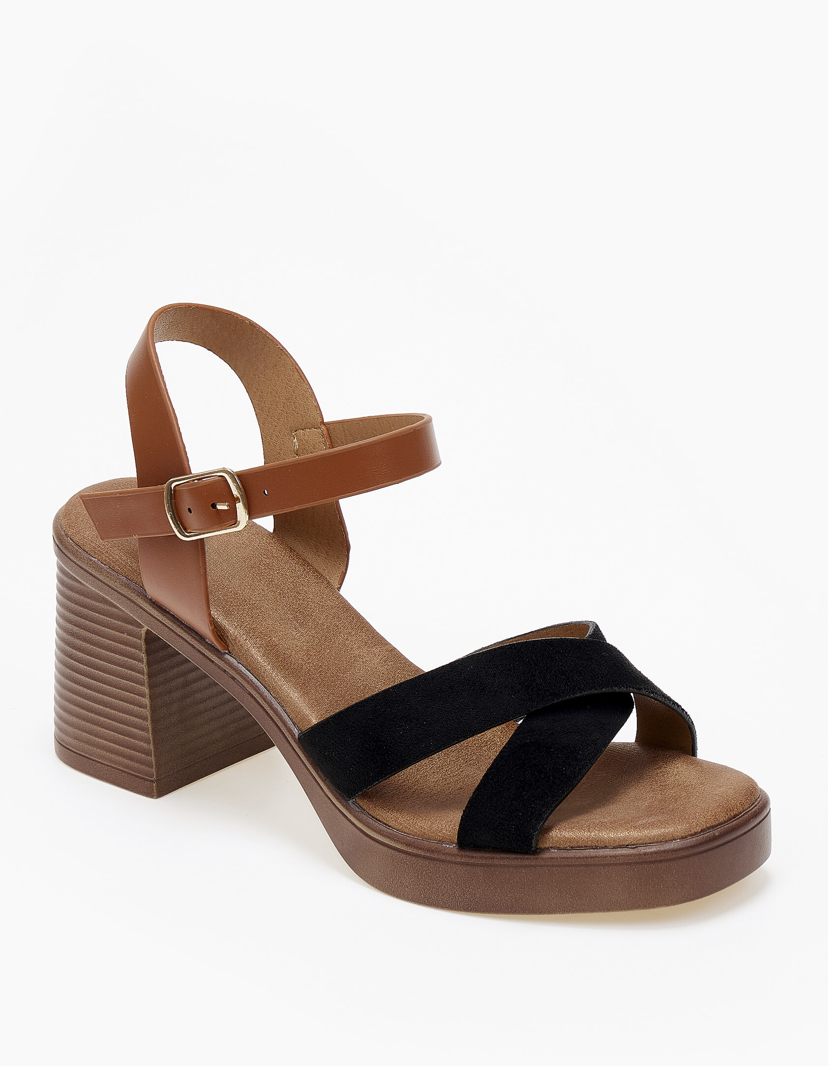 Πέδιλα clogs με φάσες χιαστί - Μαύρο