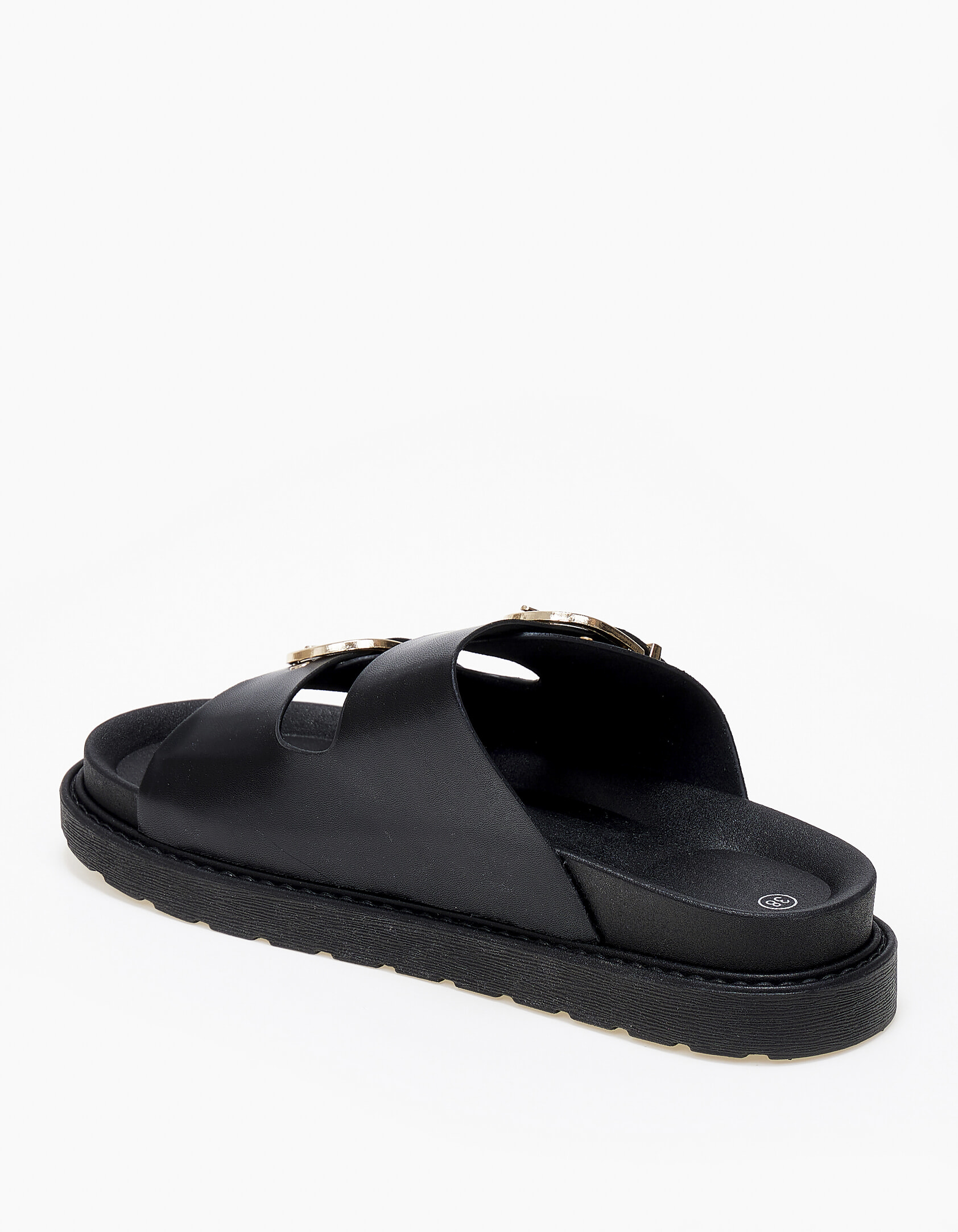 Σανδάλια flatform με ρυθμιζόμενες ζώνες και αγκράφες - Μαύρο φωτογραφία