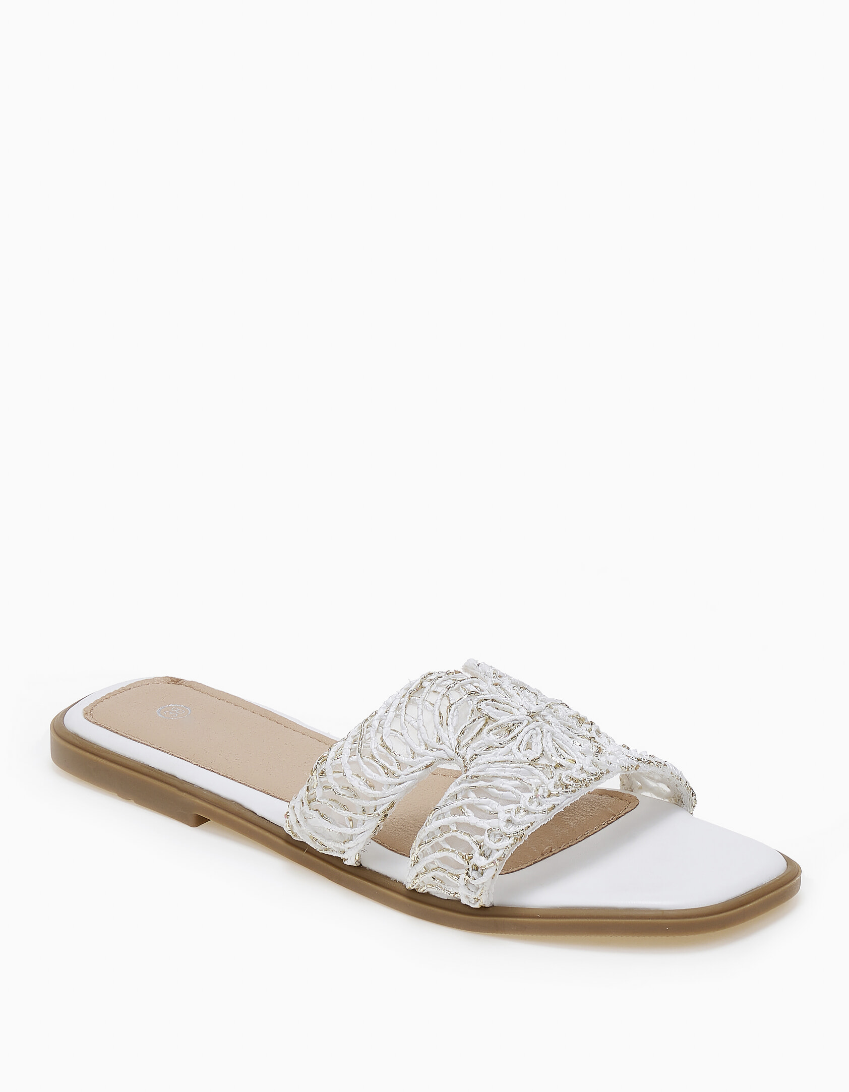 Σανδάλια slides με πλεκτό σχέδιο - Λευκό