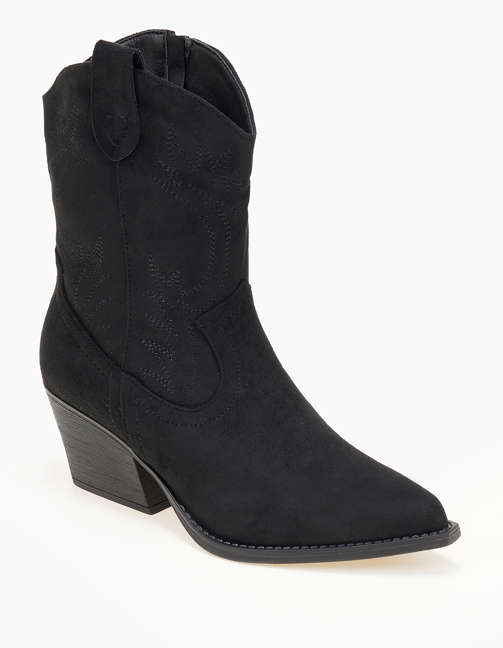 Issue Suede cowboy μποτάκια με κέντημα - Μαύρο