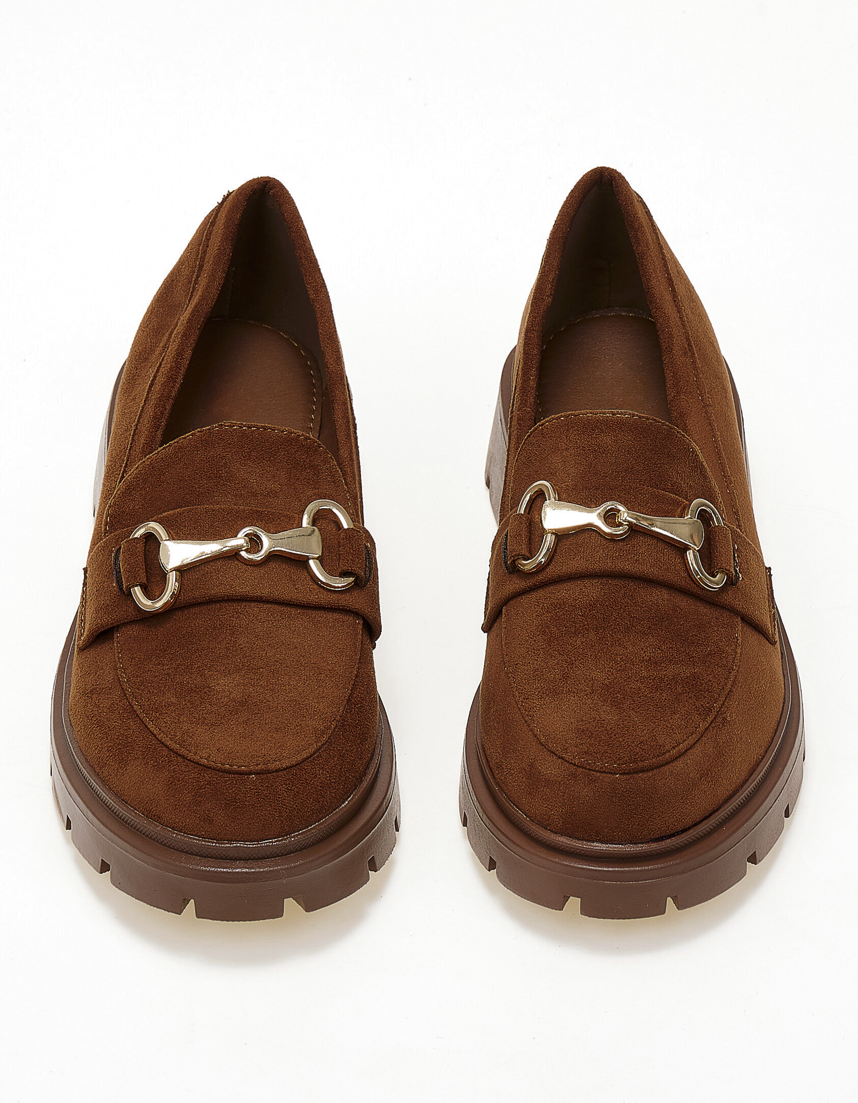 Suede loafers με διακοσμητική αγκράφα - Κάμελ φωτογραφία