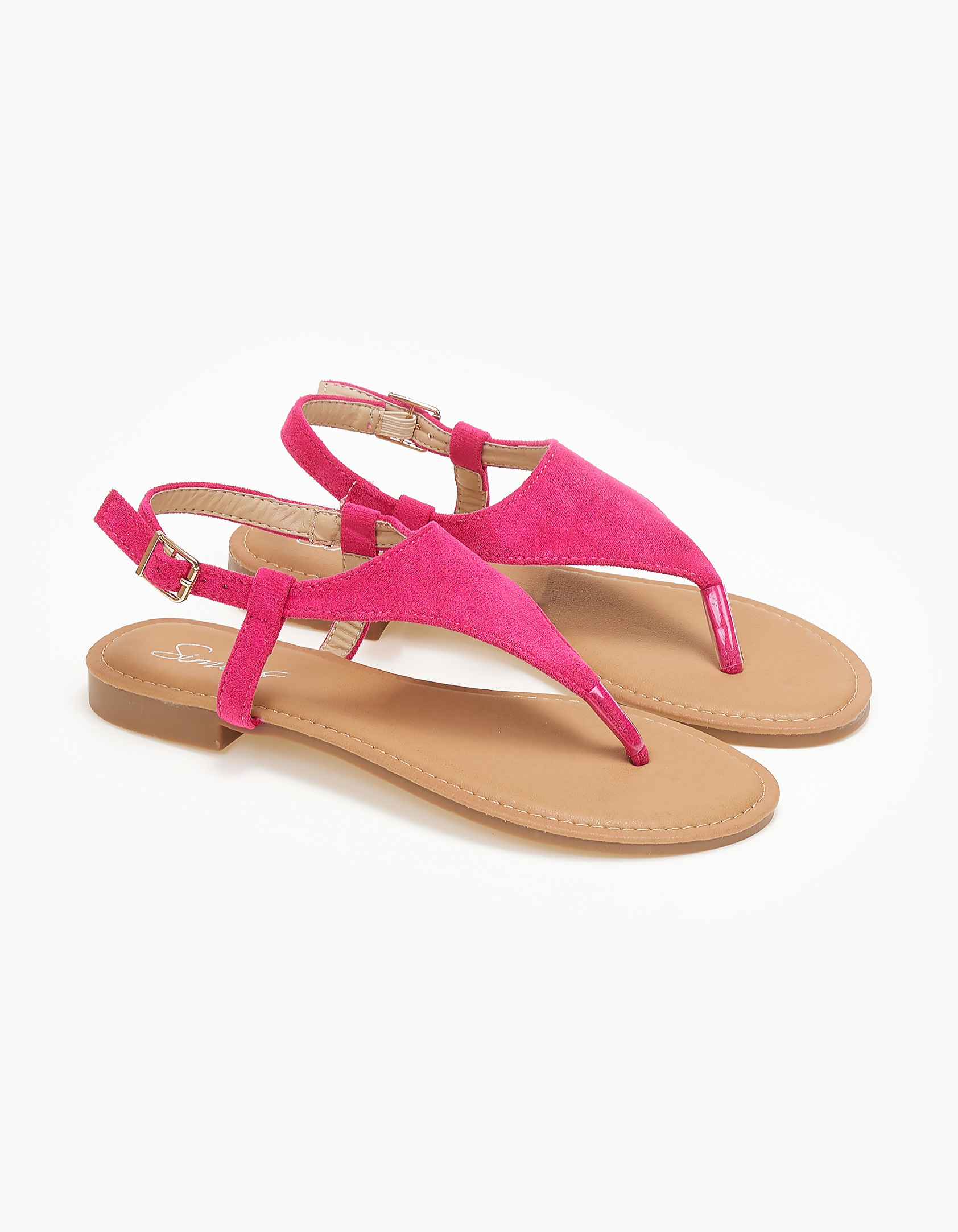 Suede σανδάλια με δίχαλο - Φούξια