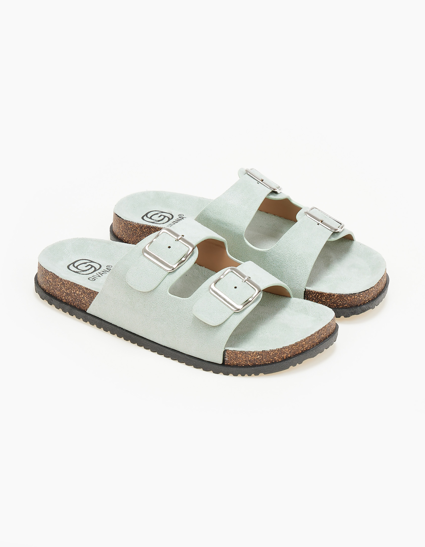 Suede slides με ρυθμιζόμενα ζωνάκια - Μέντα