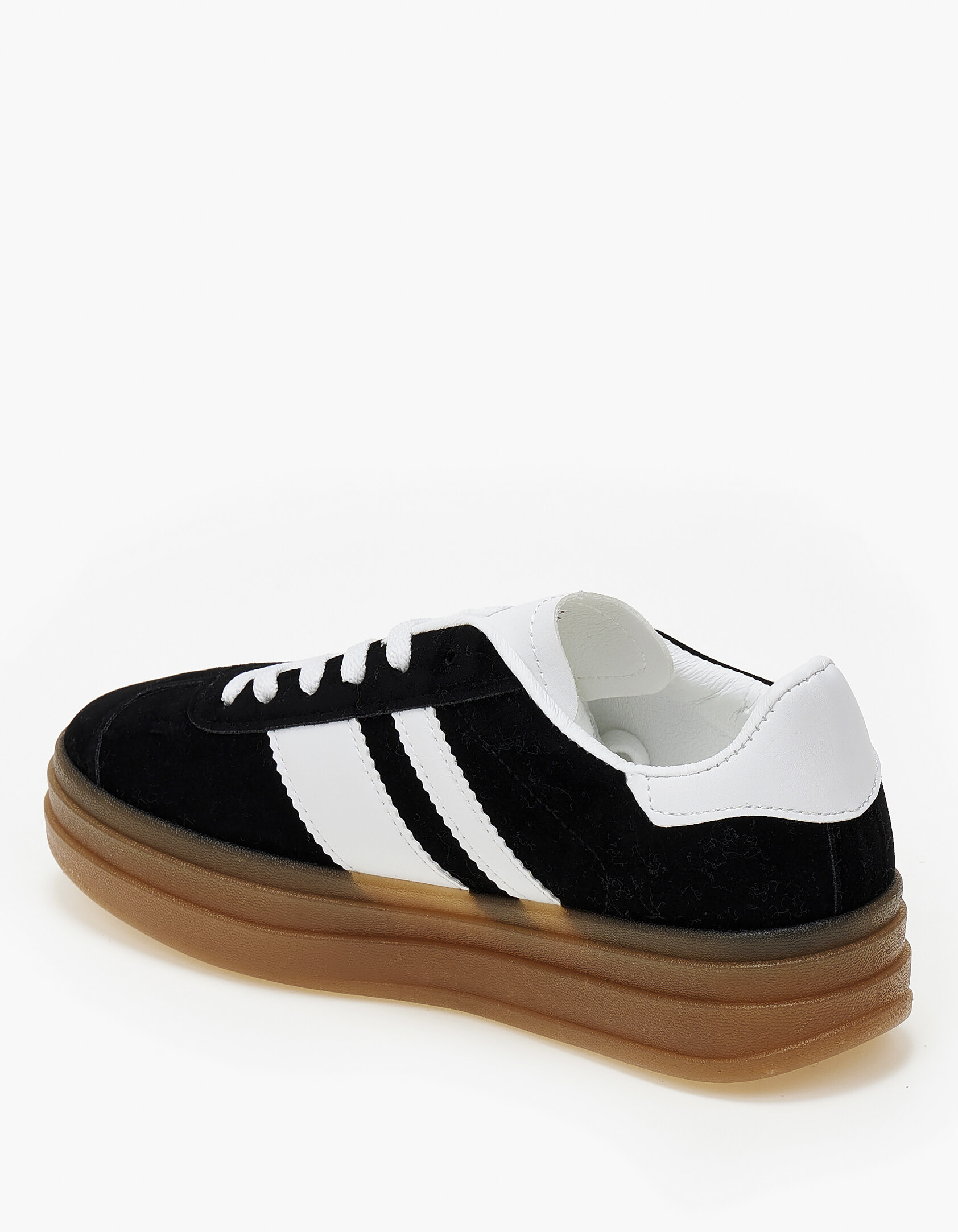Suede sneakers δίσολα με ρίγες στο πλάι - Μαύρο φωτογραφία