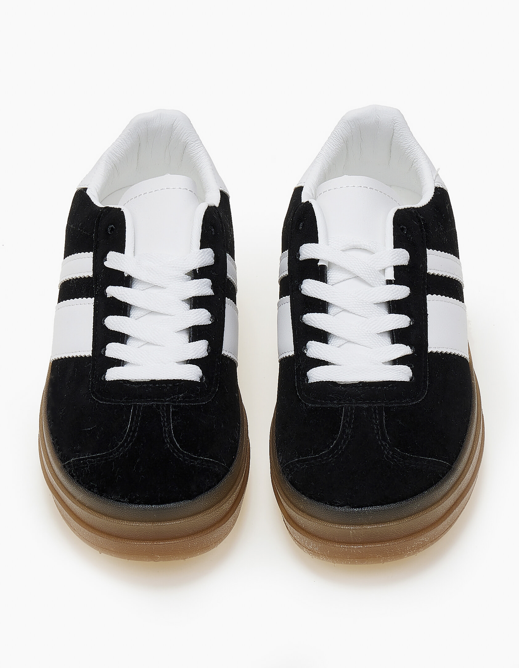 Suede sneakers δίσολα με ρίγες στο πλάι - Μαύρο φωτογραφία