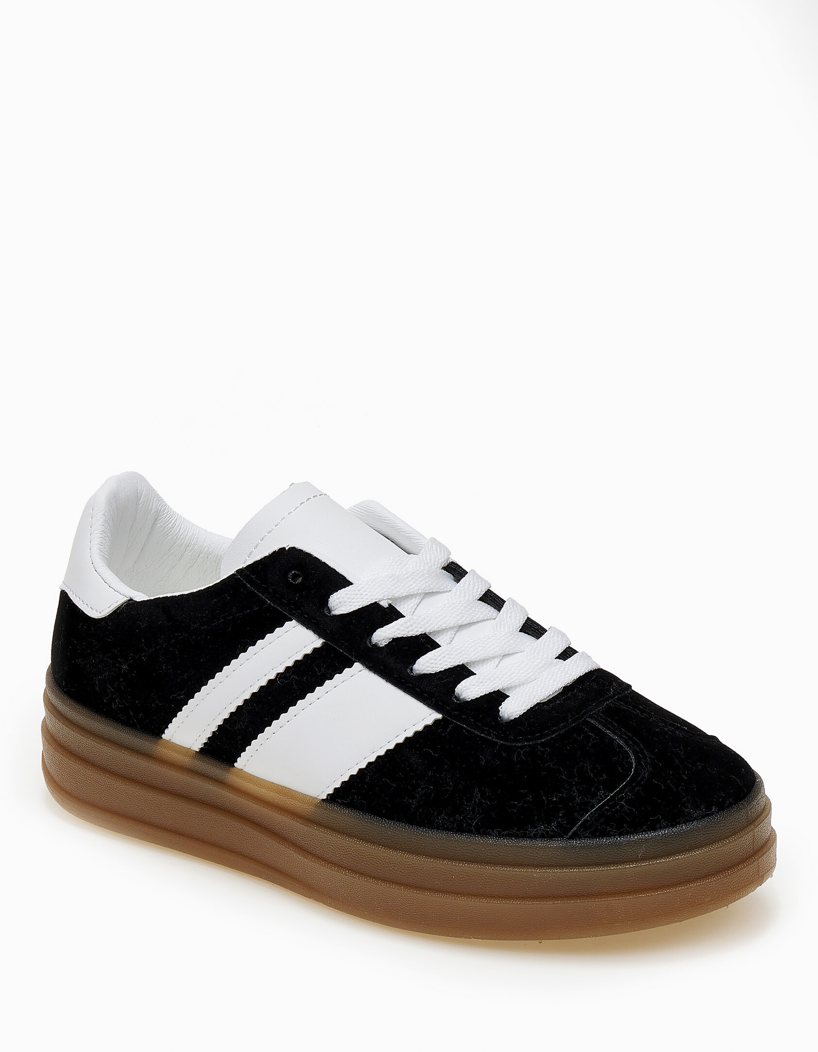 Suede sneakers δίσολα με ρίγες στο πλάι - Μαύρο φωτογραφία