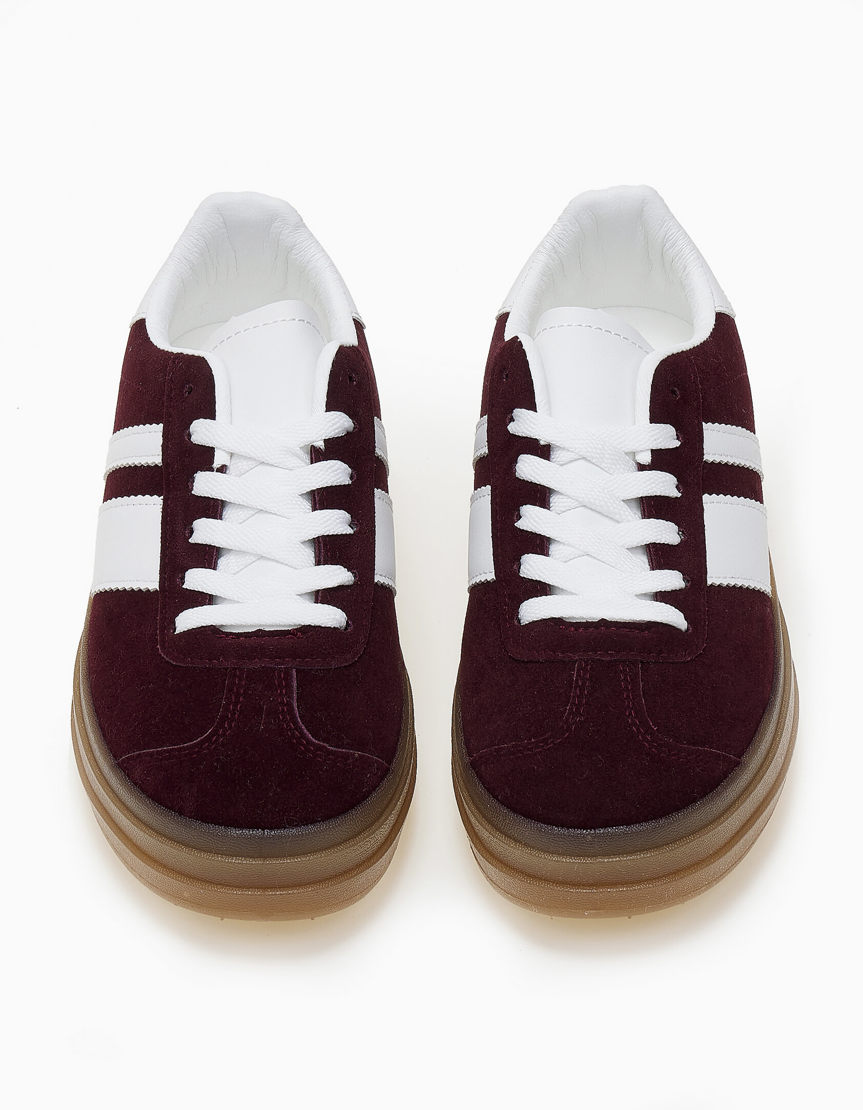 Suede sneakers δίσολα με ρίγες στο πλάι - Μπορντώ