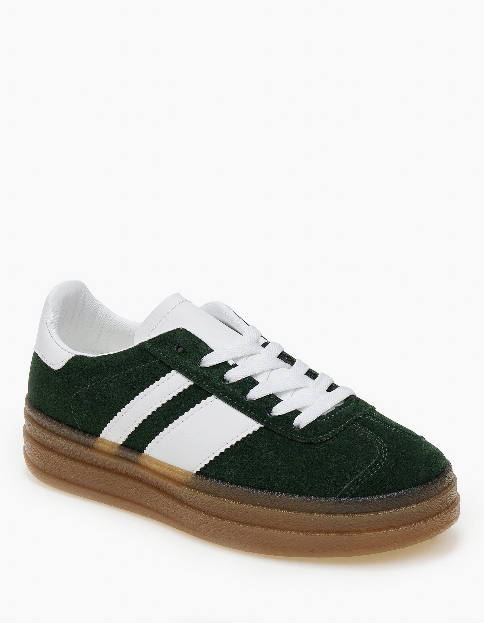 Suede sneakers δίσολα με ρίγες στο πλάι - Πράσινο φωτογραφία