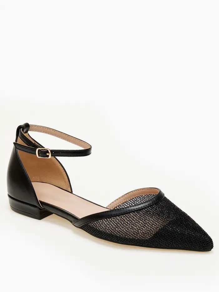 Ballet shoes μυτερά με διαφάνεια και μπαρέτα