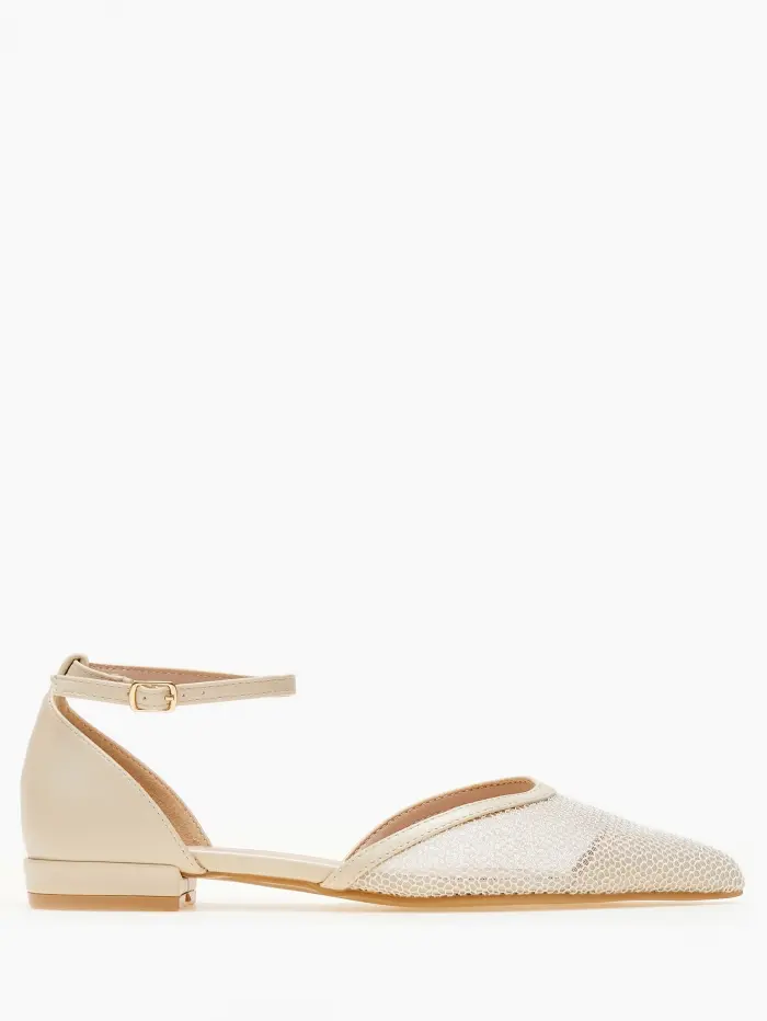 Ballet shoes μυτερά με διαφάνεια και μπαρέτα