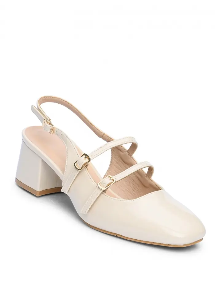 Εξώφτερνες γόβες λουστρίνι με χοντρό τακούνι