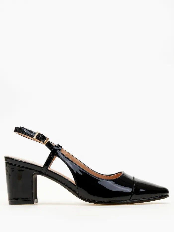 Γόβες open heel με χοντρό τακούνι