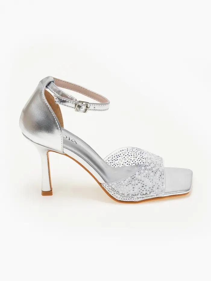 Πέδιλα με διαφάνεια και strass