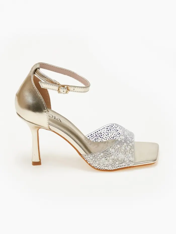 Πέδιλα με διαφάνεια και strass